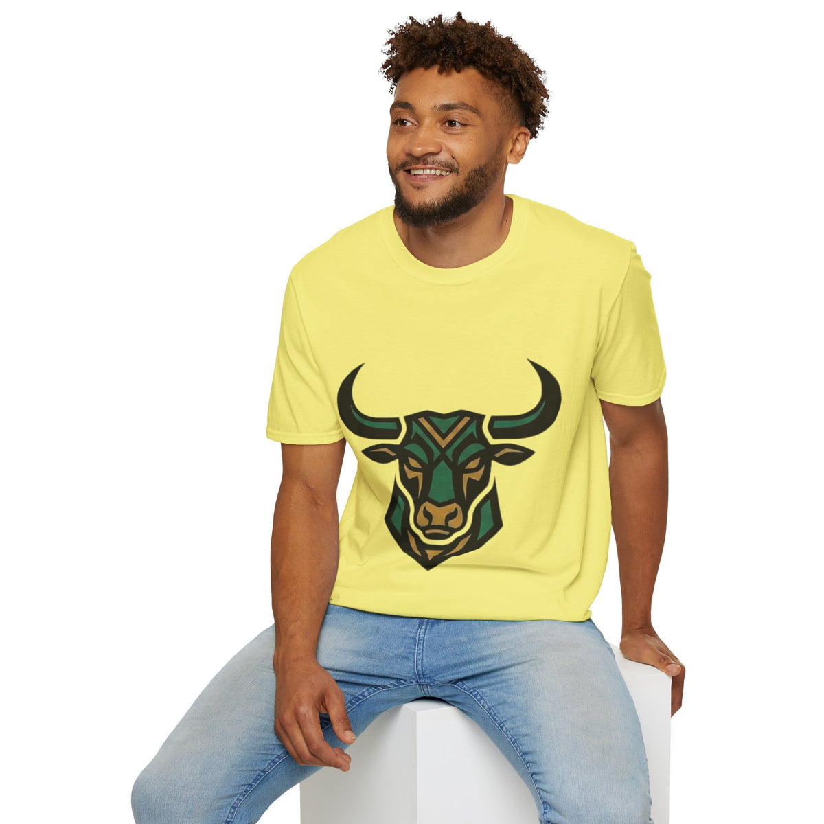 Taurus Bull Head T-Shirt — Geometric Tribal Bull Graphic Tee