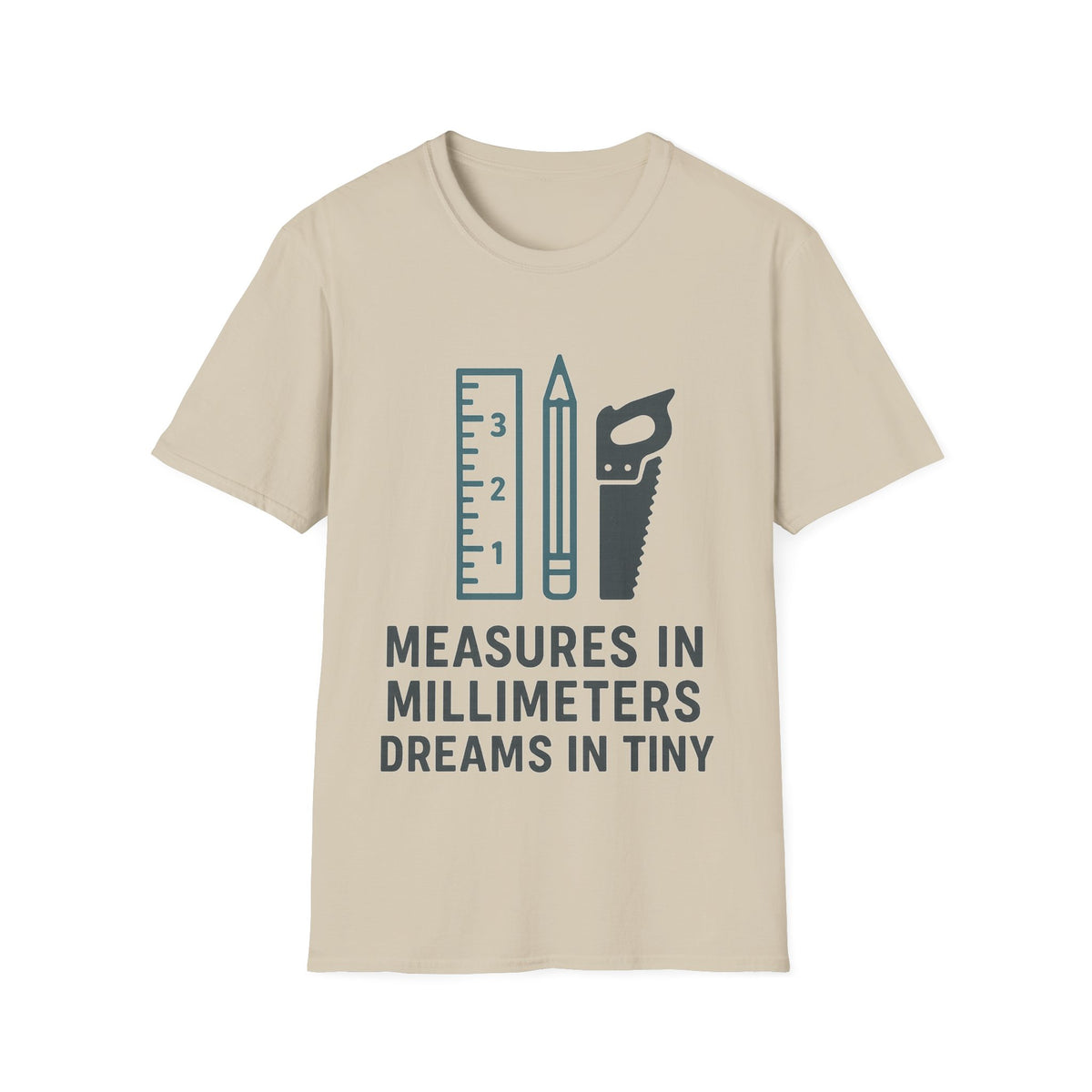 "Measures In Millimeters Dreams In Tiny" Miniature Maker Tee - Minimalist Model Builder Crafting White T-Shirt - Trending Now - September 2026