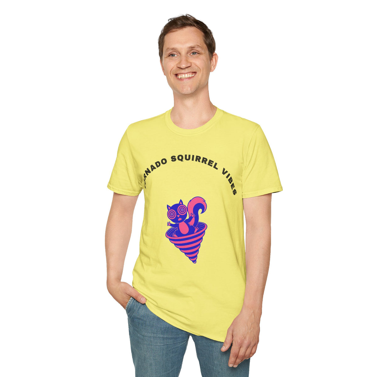 T-Shirt — Tornado Squirrel Vibes Cute Cat Cone Graphic Tee - Trending Now - September 2026
