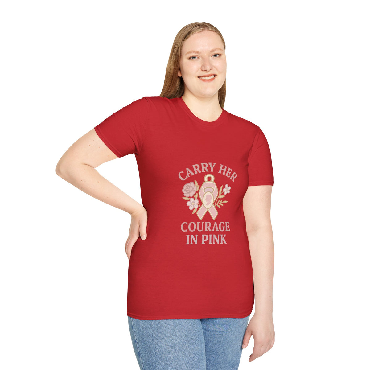 T-Shirt — "Carry Her Courage in Pink" Floral Breast Cancer Awareness Tee - Trending Now - October 2026