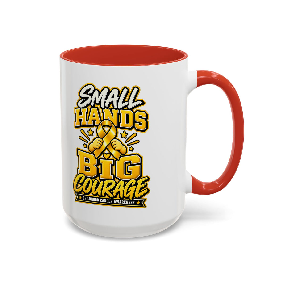 Coffee Mug - "Small Hands Big Courage" Childhood Cancer Awareness Accent Mug