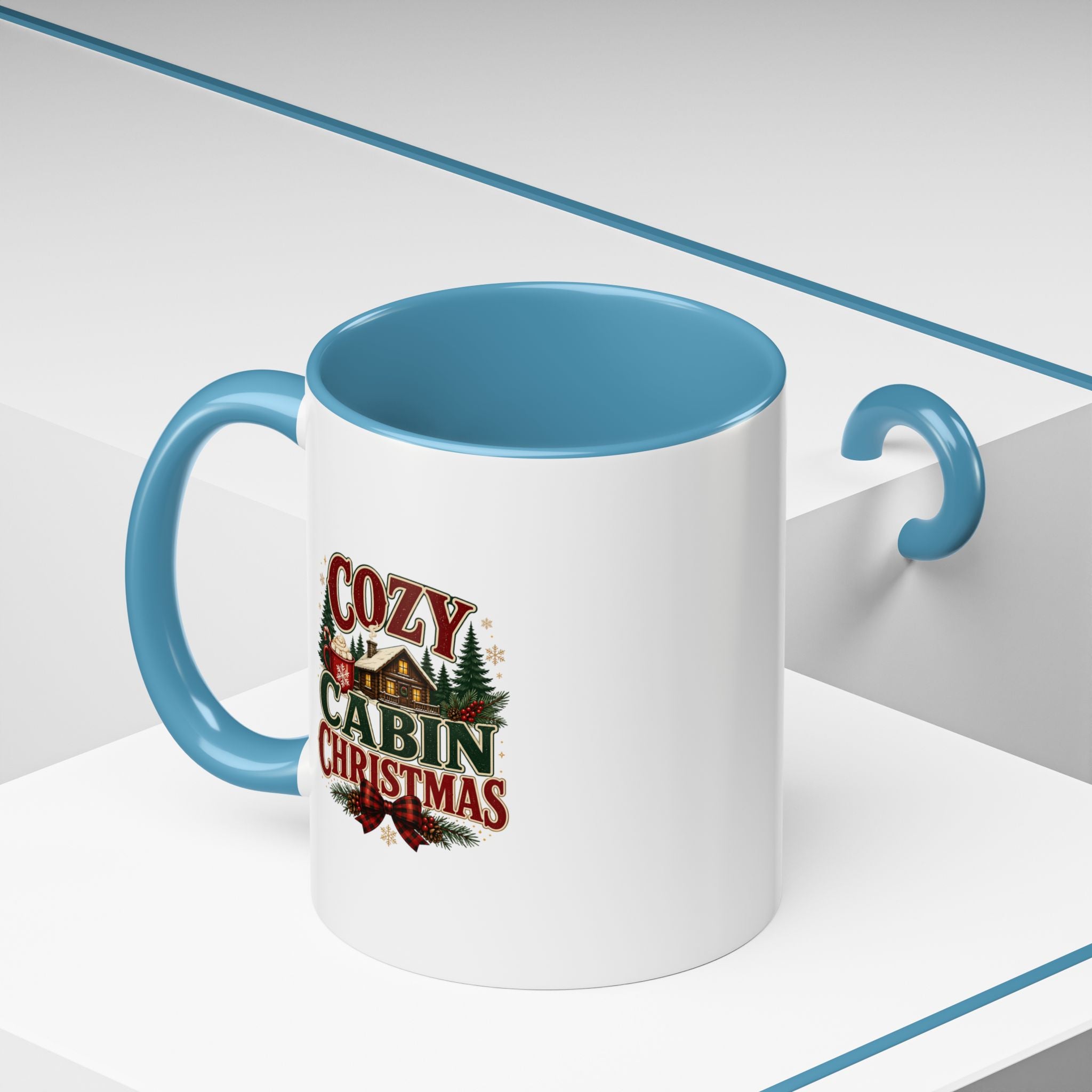 Cozy Cabin Christmas Accent Coffee Mug – Holiday Cabin Coffee Cup