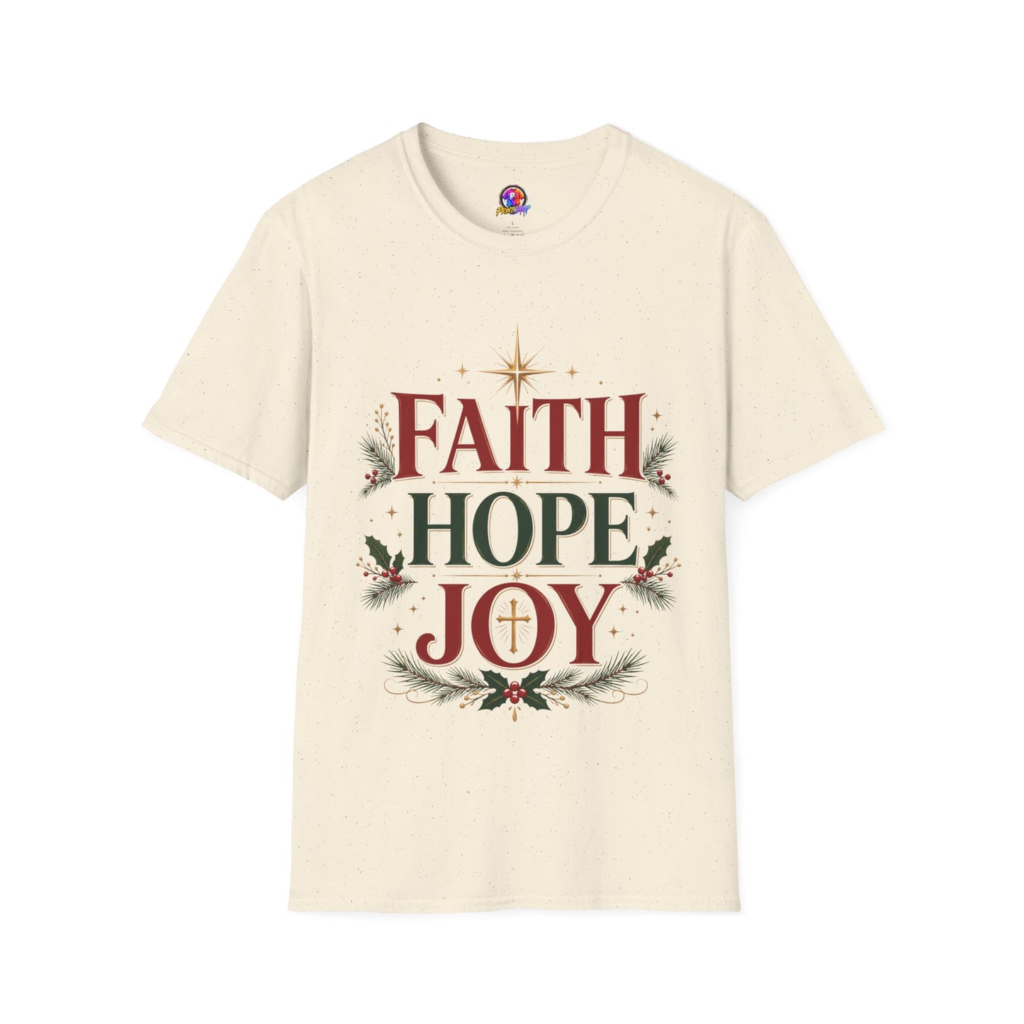Faith Hope Joy Christmas T-Shirt — Holiday Nativity Inspirational Tee