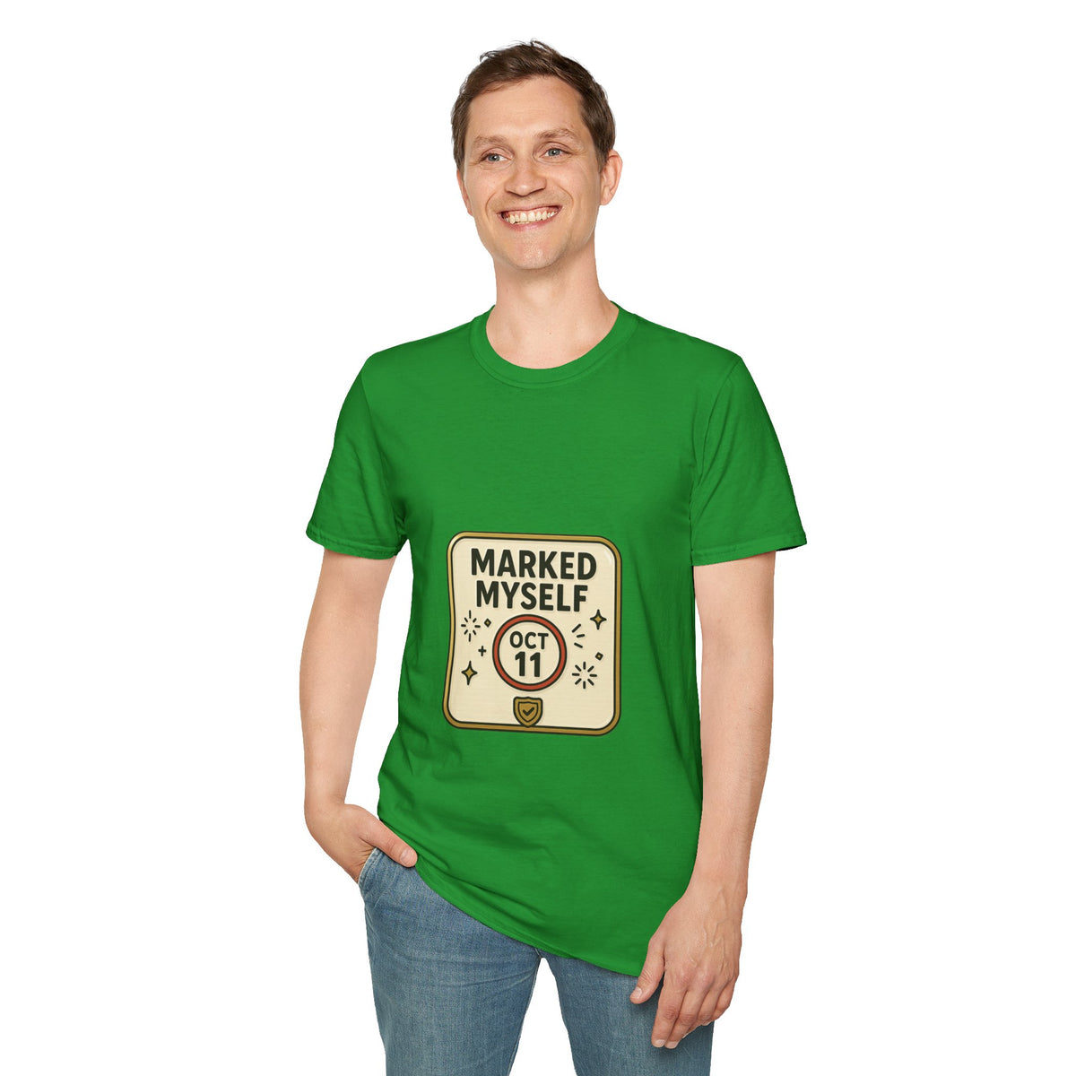 Marked Myself Oct 11 Badge T-Shirt — Minimalist Anniversary/Reminder Tee - Trending Now - October 2026