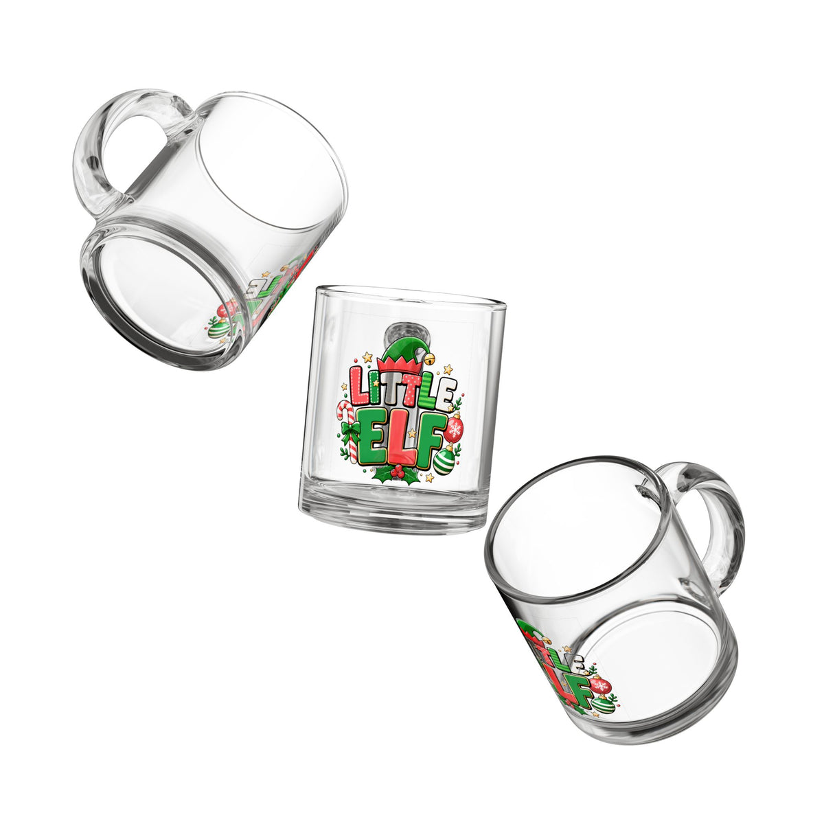 Christmas Glass Mug 10 oz Little Elf Glass Mug — 10oz Christmas Kids Holiday Coffee Cup
