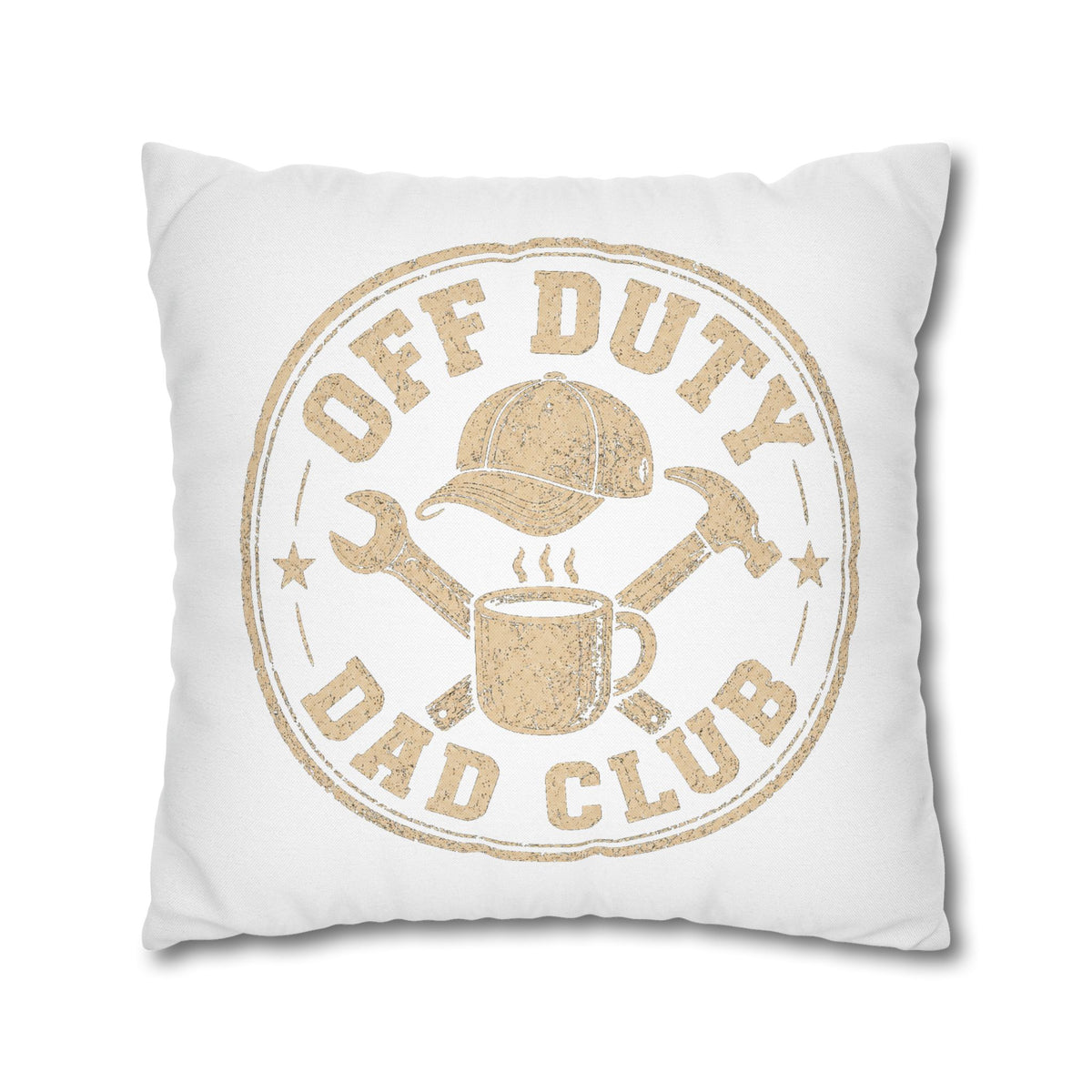 Off Duty Dad Club Pillowcase — Rustic Father's Day Decorative Throw Pillow Cover Milo Bailey Dog Dad Mom