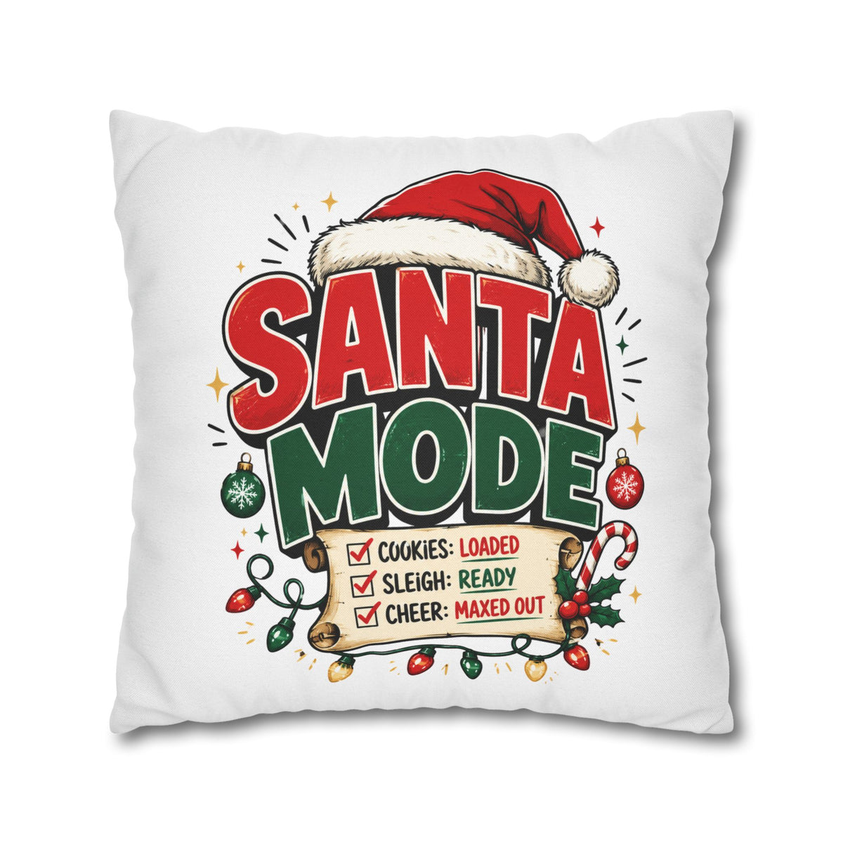 Christmas Santa Mode Holiday Throw Pillow — 'Santa Mode' Festive Decorative Pillowcase
