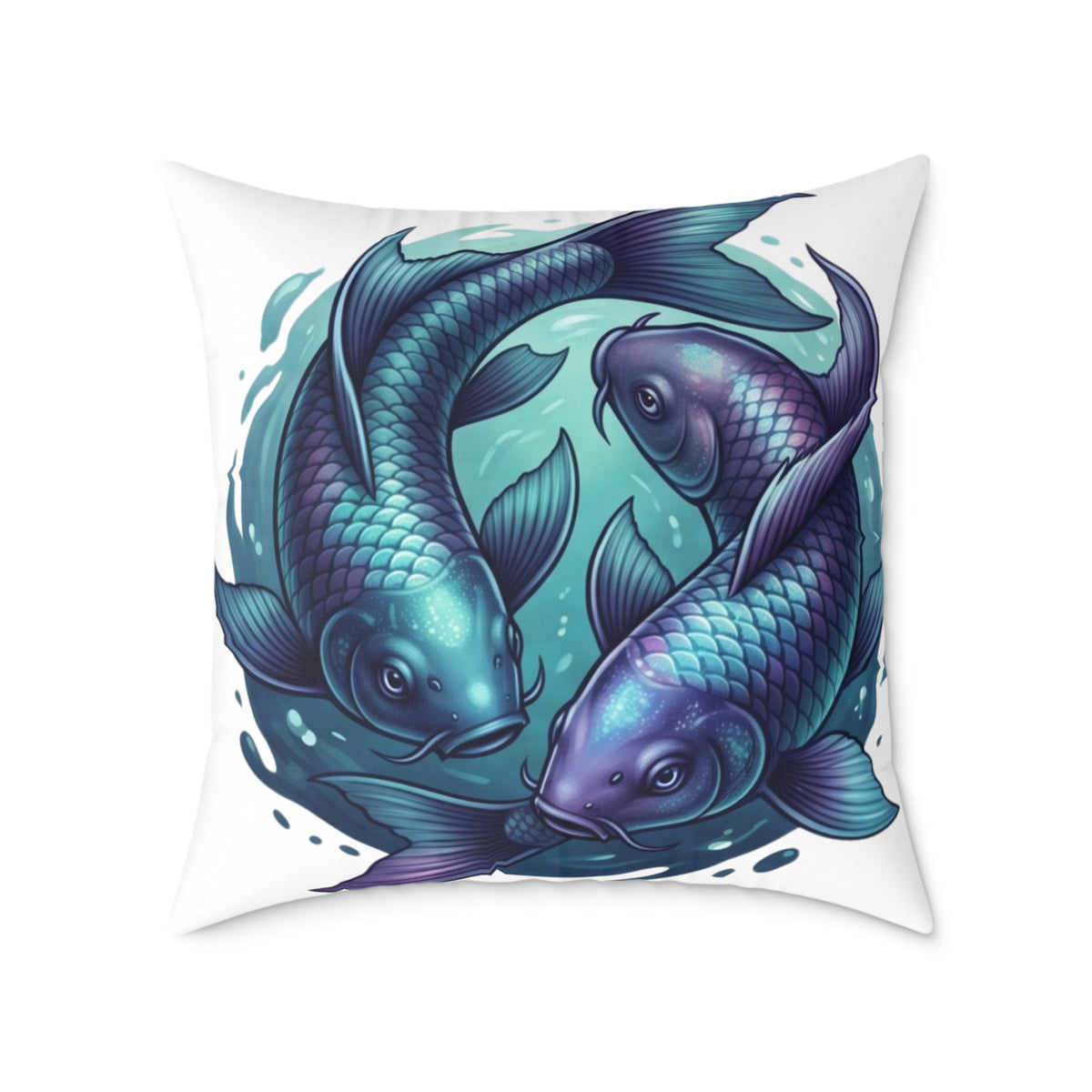 Pisces Zodiac Navy Blue Square Poly Canvas Pillow