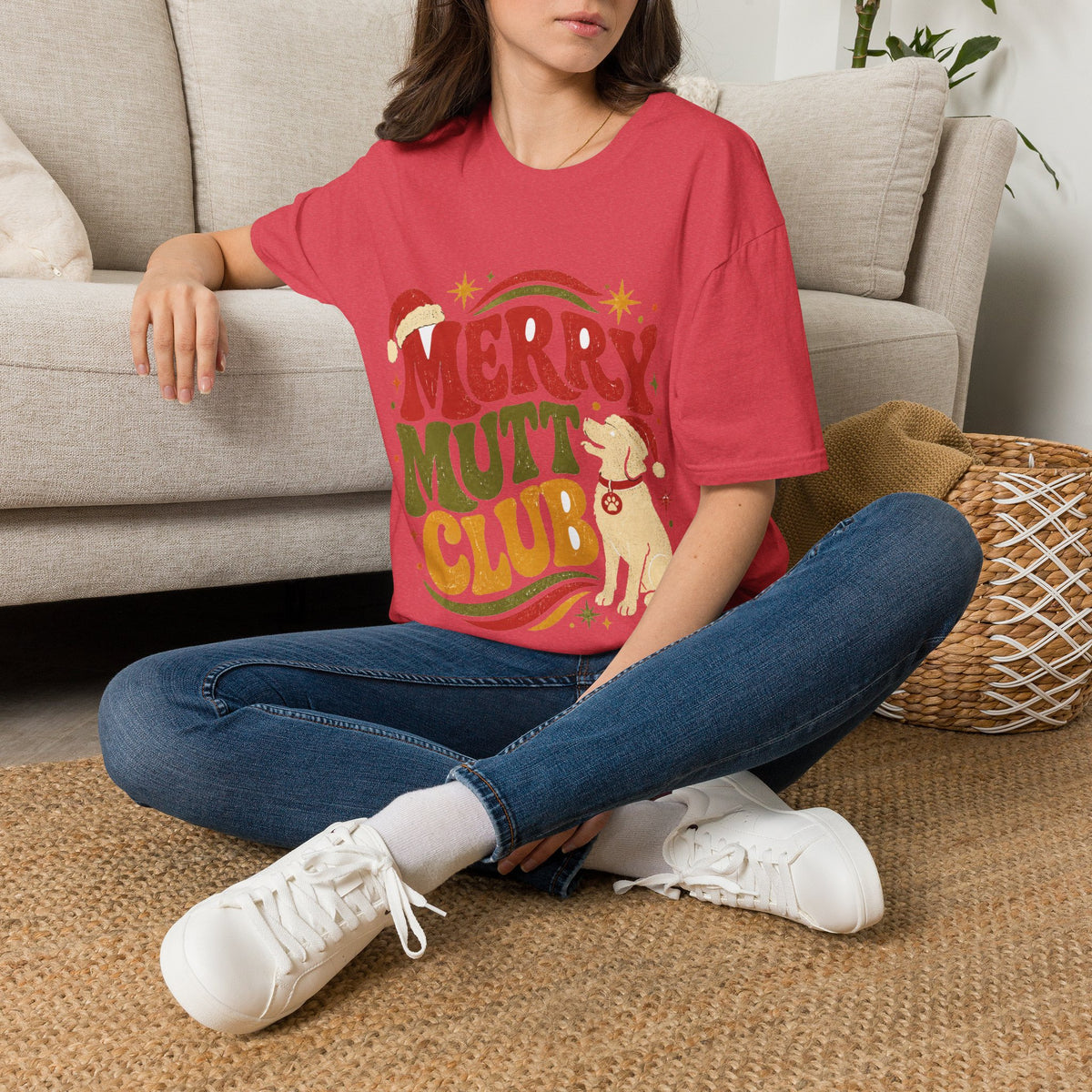 Merry Mutt Club T-Shirt — Retro Christmas Dog Lover Tee