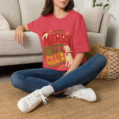 Merry Mutt Club T-Shirt — Retro Christmas Dog Lover Tee