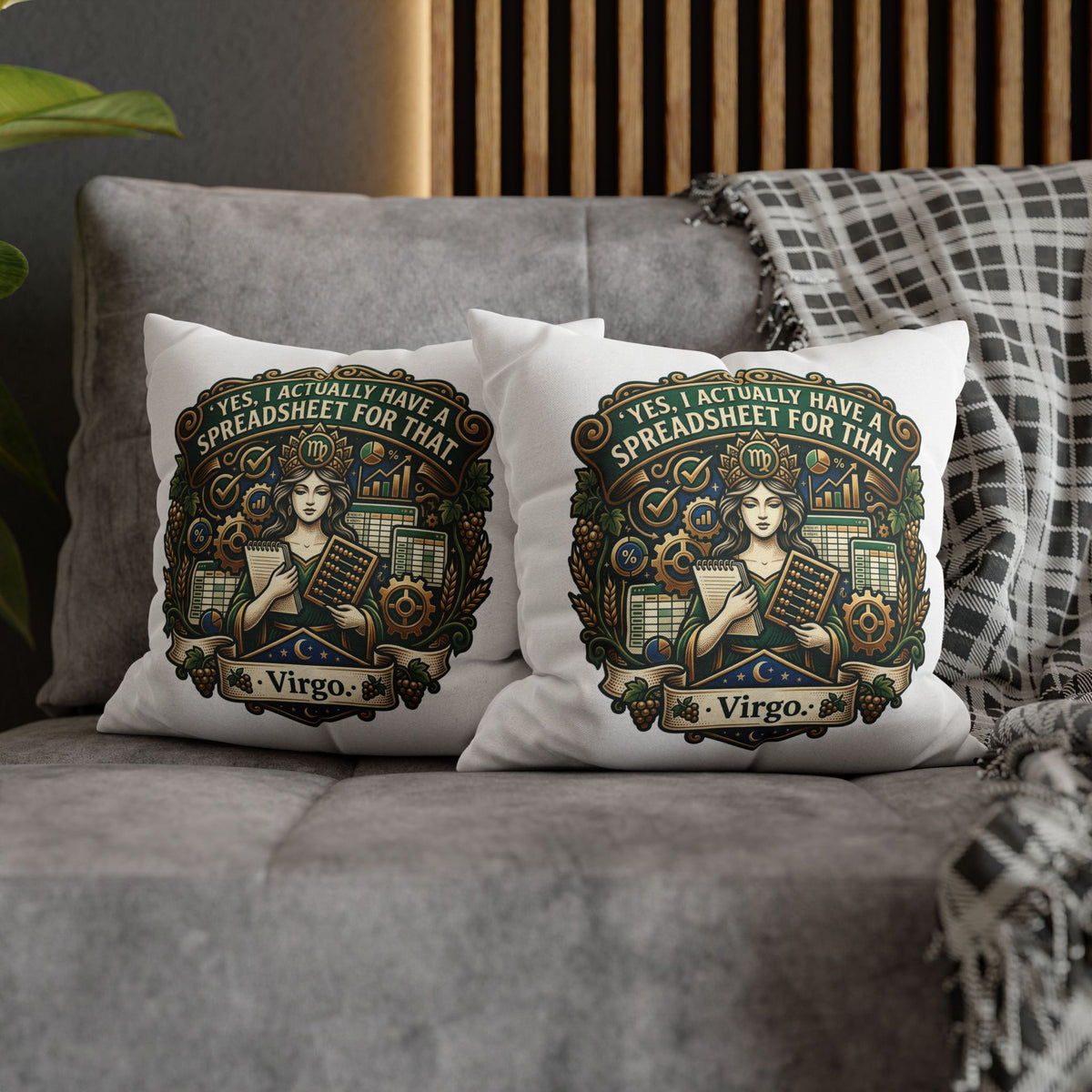 Virgo Astrology Pillowcase — "Yes, I Actually Have a Spreadsheet for That" Decorative Throw Pillow