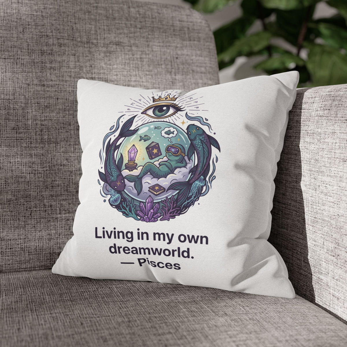 Pisces Dreamworld Decorative Pillowcase — "Living in my own dreamworld" Zodiac Cushion Cover