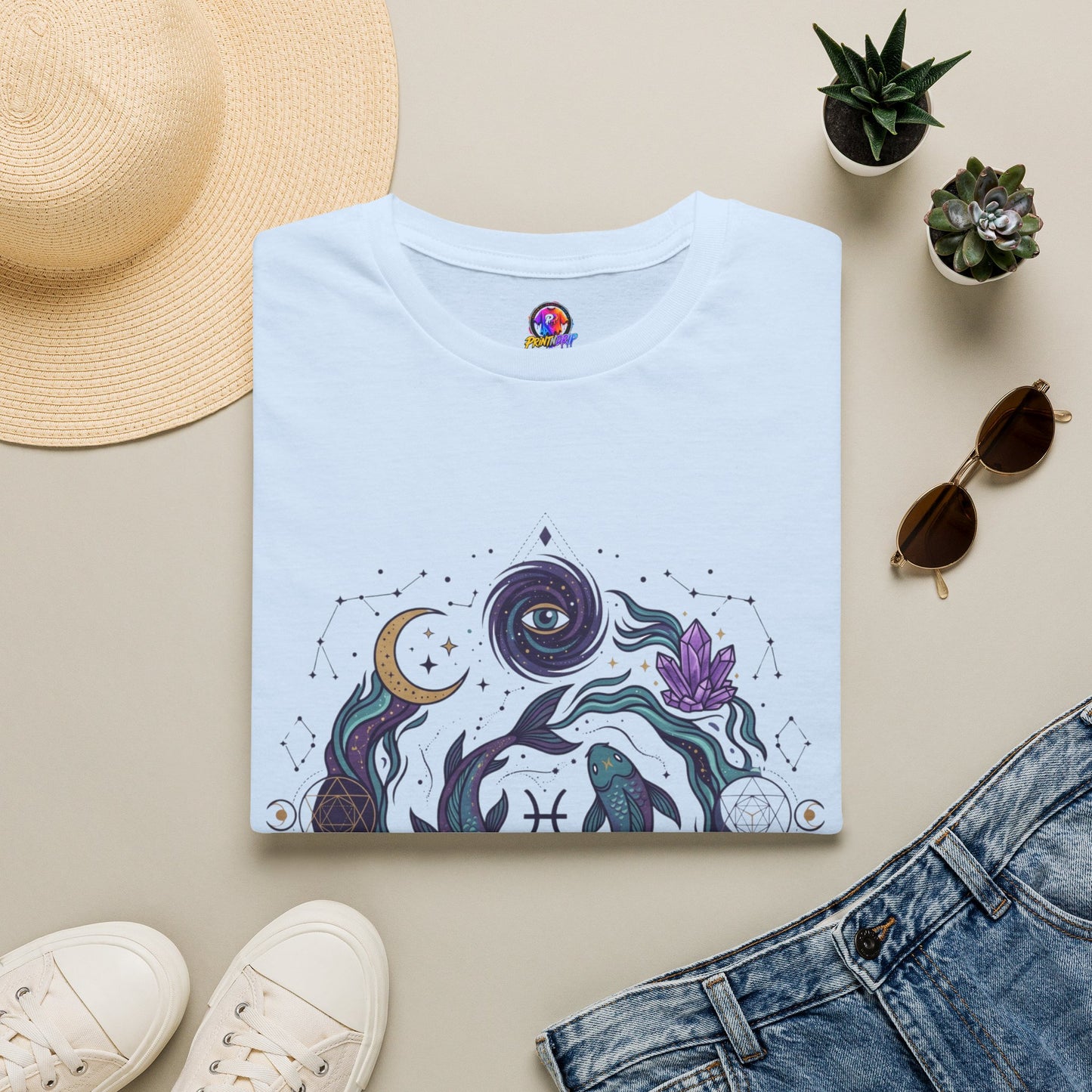 Pisces Mystic Vibes T-Shirt — Astrology Zodiac Tee with 'My vibe is mystical'