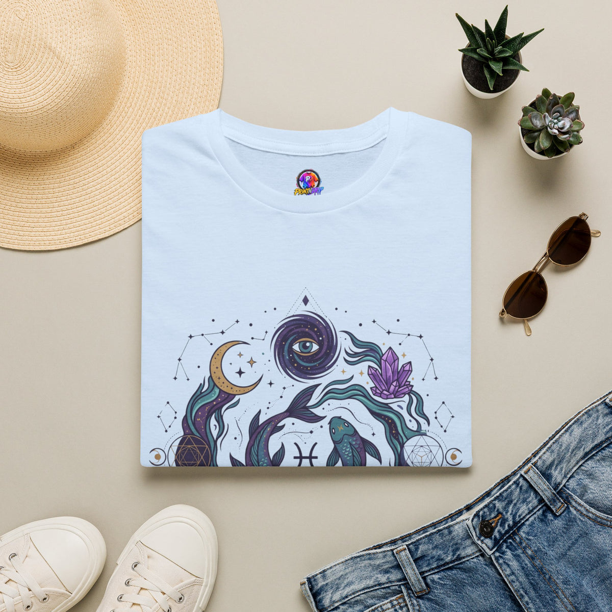 Pisces Mystic Vibes T-Shirt — Astrology Zodiac Tee with 'My vibe is mystical'