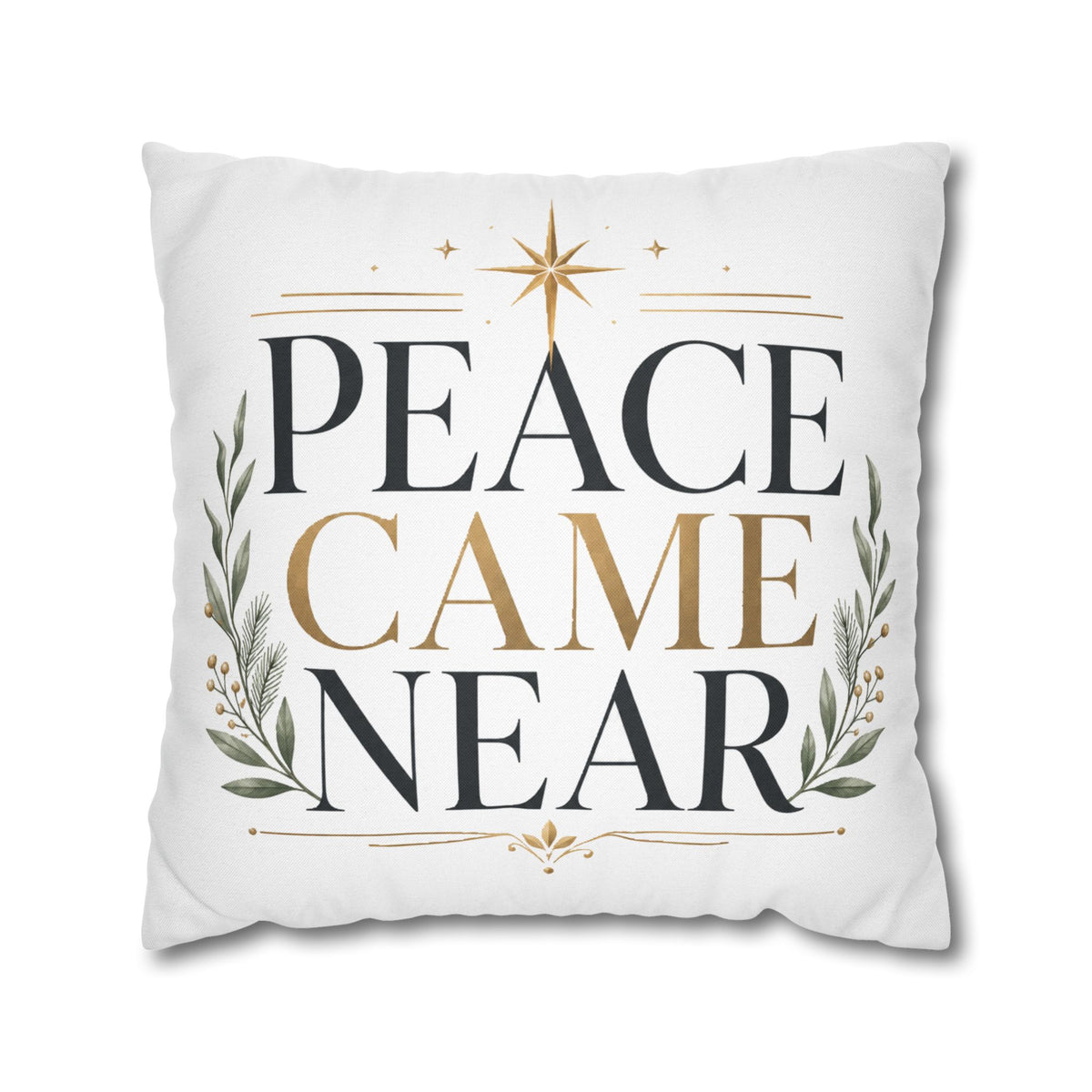 Christmas Peace Came Near Square Pillow — Christmas Holiday Decorative Throw Pillowcase