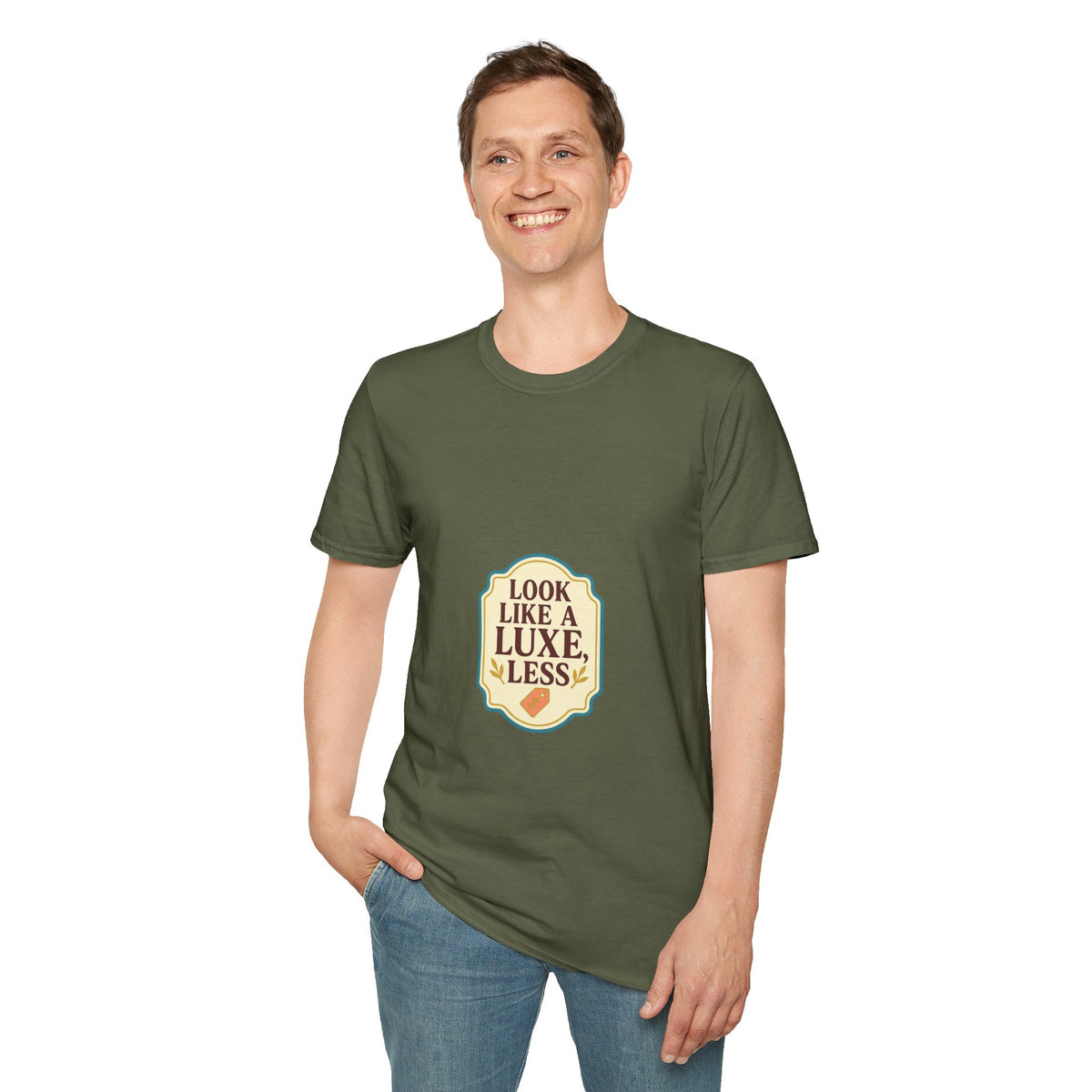 T-Shirt — "Look Like a Luxe Less" Retro Badge Graphic Tee - Trending Now - October 2026