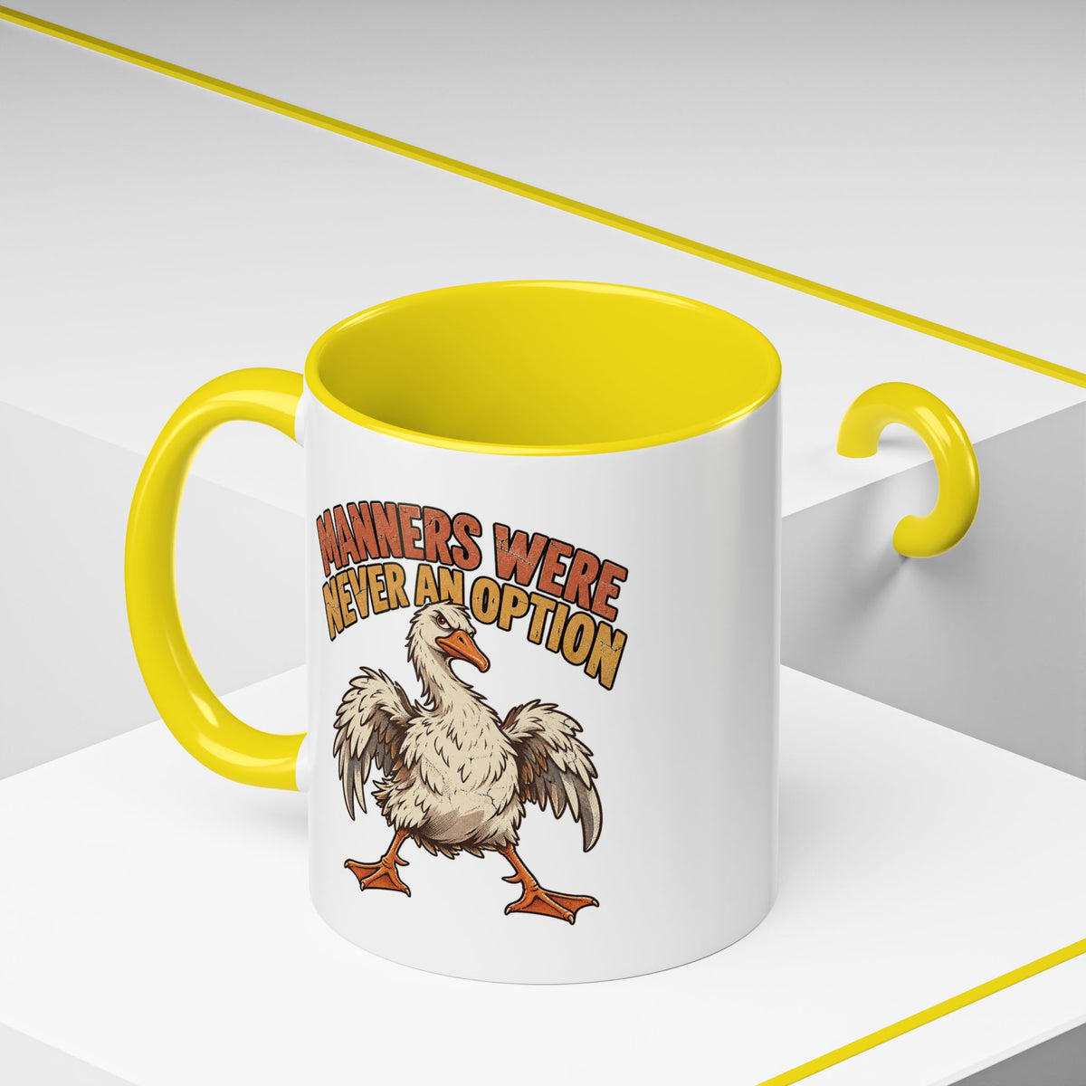 Coffee Mug — "Manners Were Never An Option" Funny Rude Chicken Accent Mug