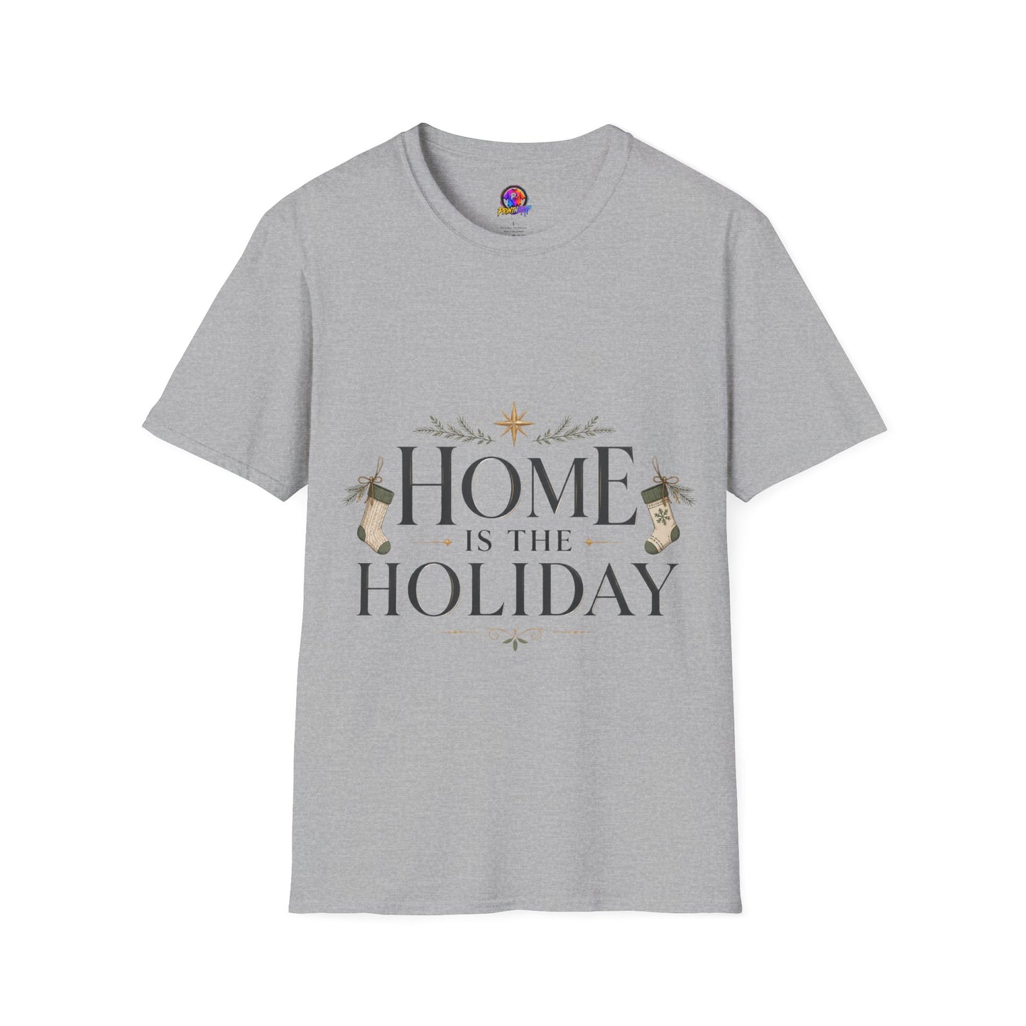 Holiday Home T‑Shirt — “Home Is The Holiday” Cozy Christmas Tee