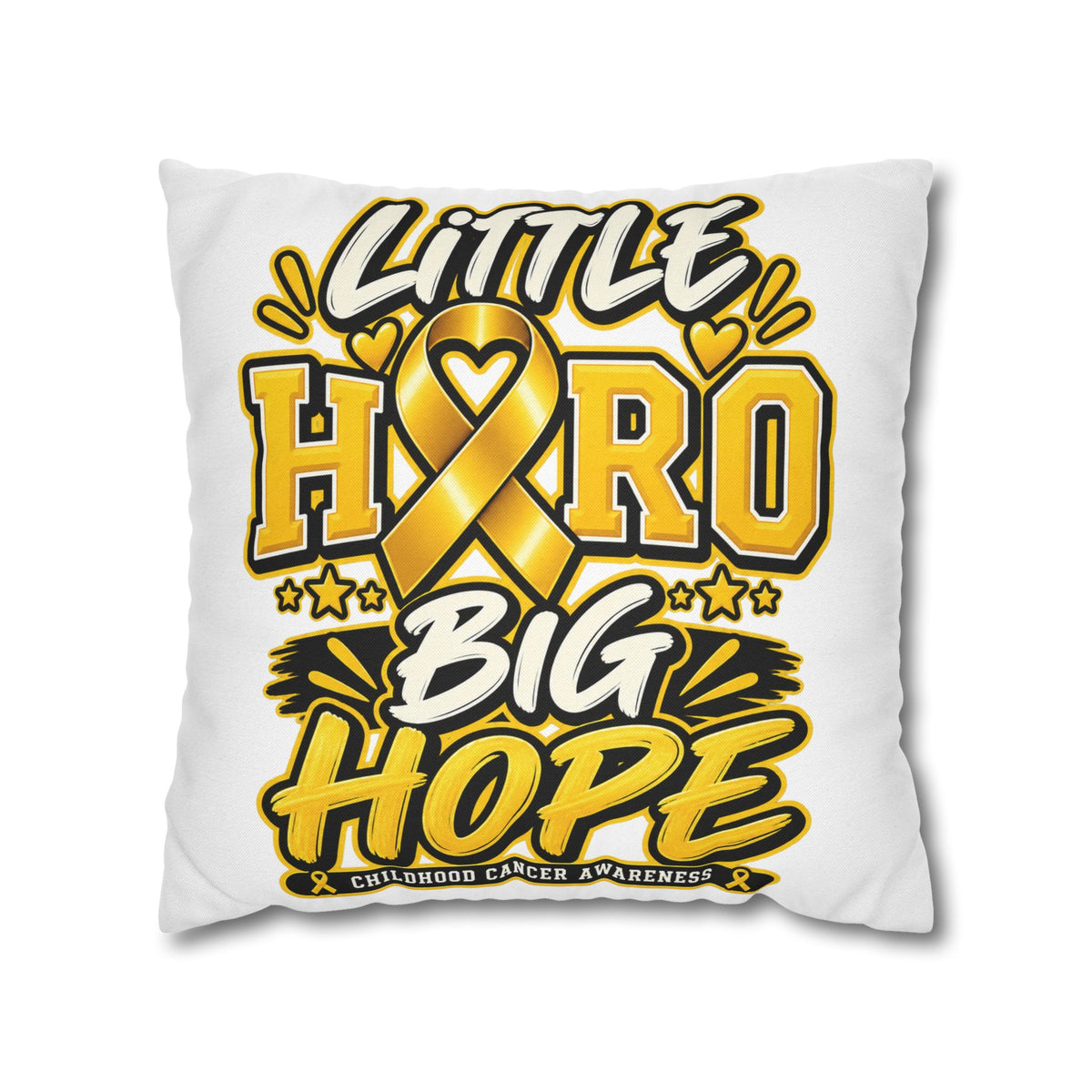 Pillowcase — "Little Hero Big Hope" Childhood Cancer Awareness Cushion Cover