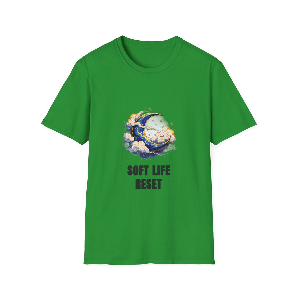 Soft Life Reset T-Shirt — Crescent Moon Cloud Graphic Tee - Trending Now - August 2026