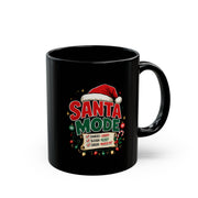 Santa Mode Christmas Mug — Festive Black Holiday Coffee Cup