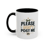 Christmas Please Don't Post Me Accent Coffee Mug — Funny Privacy Camera Gift