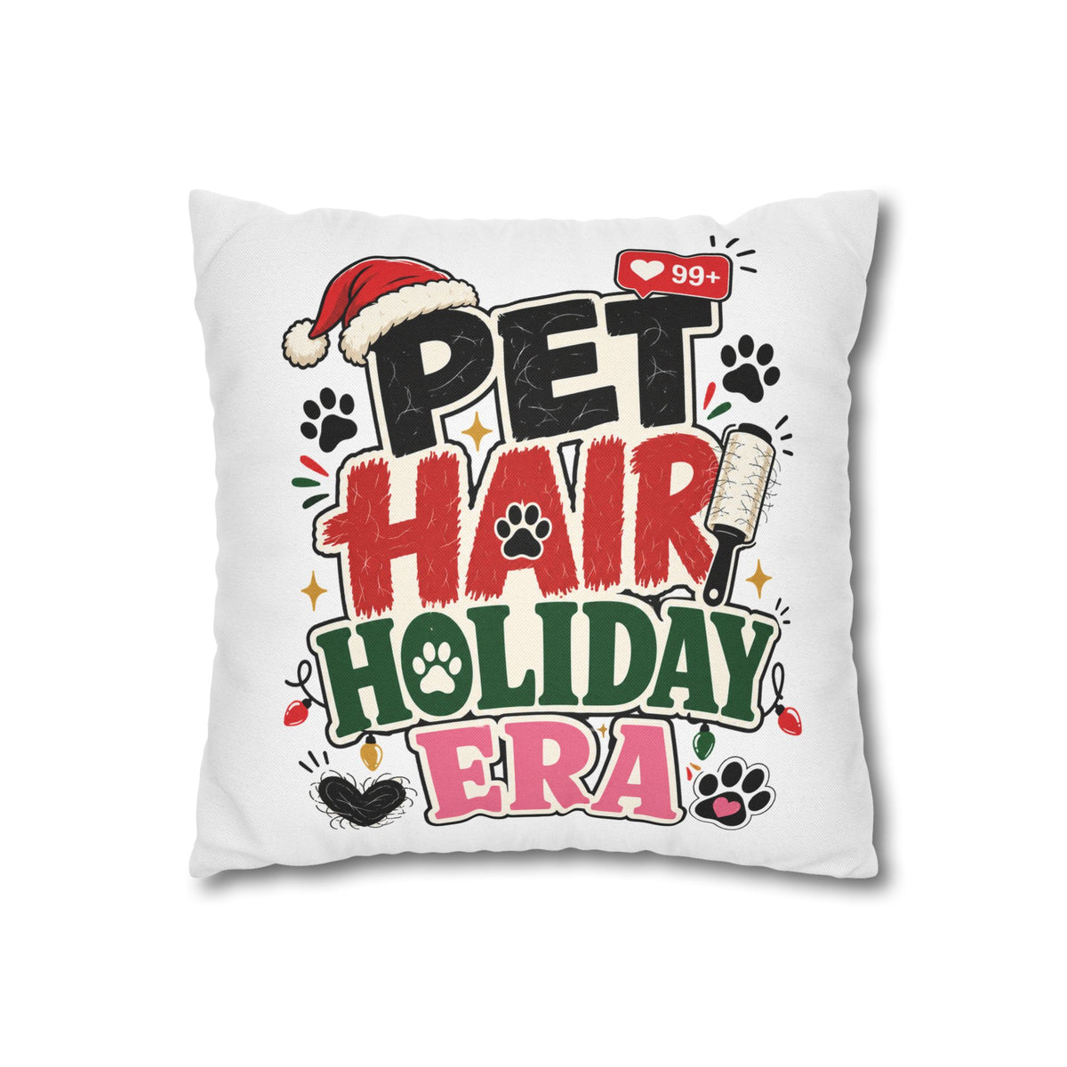 Pet Hair Holiday Pillowcase  Modern Day Christmas — Cute Christmas Pet Lover Decor