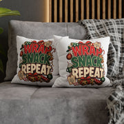 Christmas Spun Polyester Square Pillowcase Wrap Snack Repeat