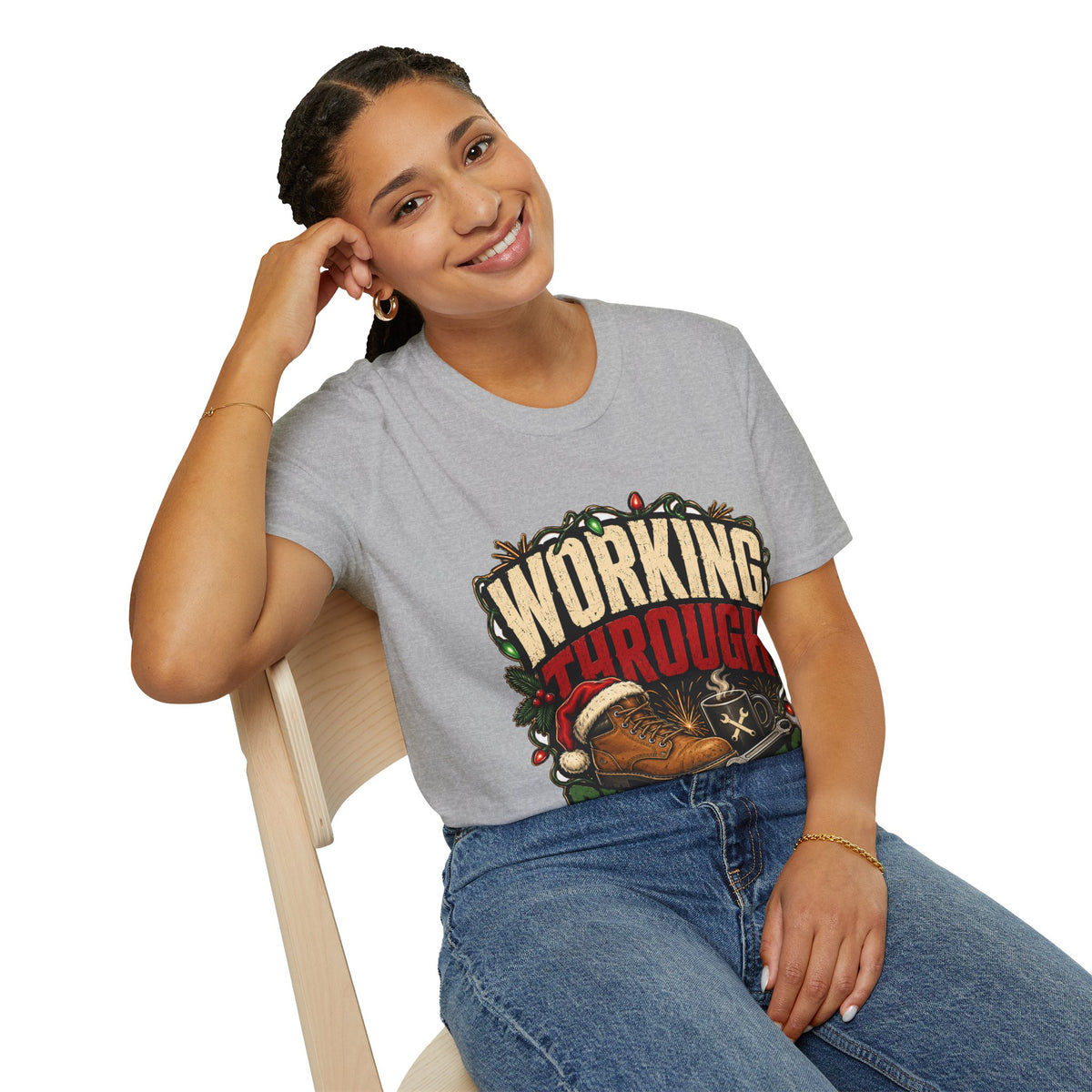 Working Through Christmas T-Shirt — Funny Holiday Nurse/Worker Gift