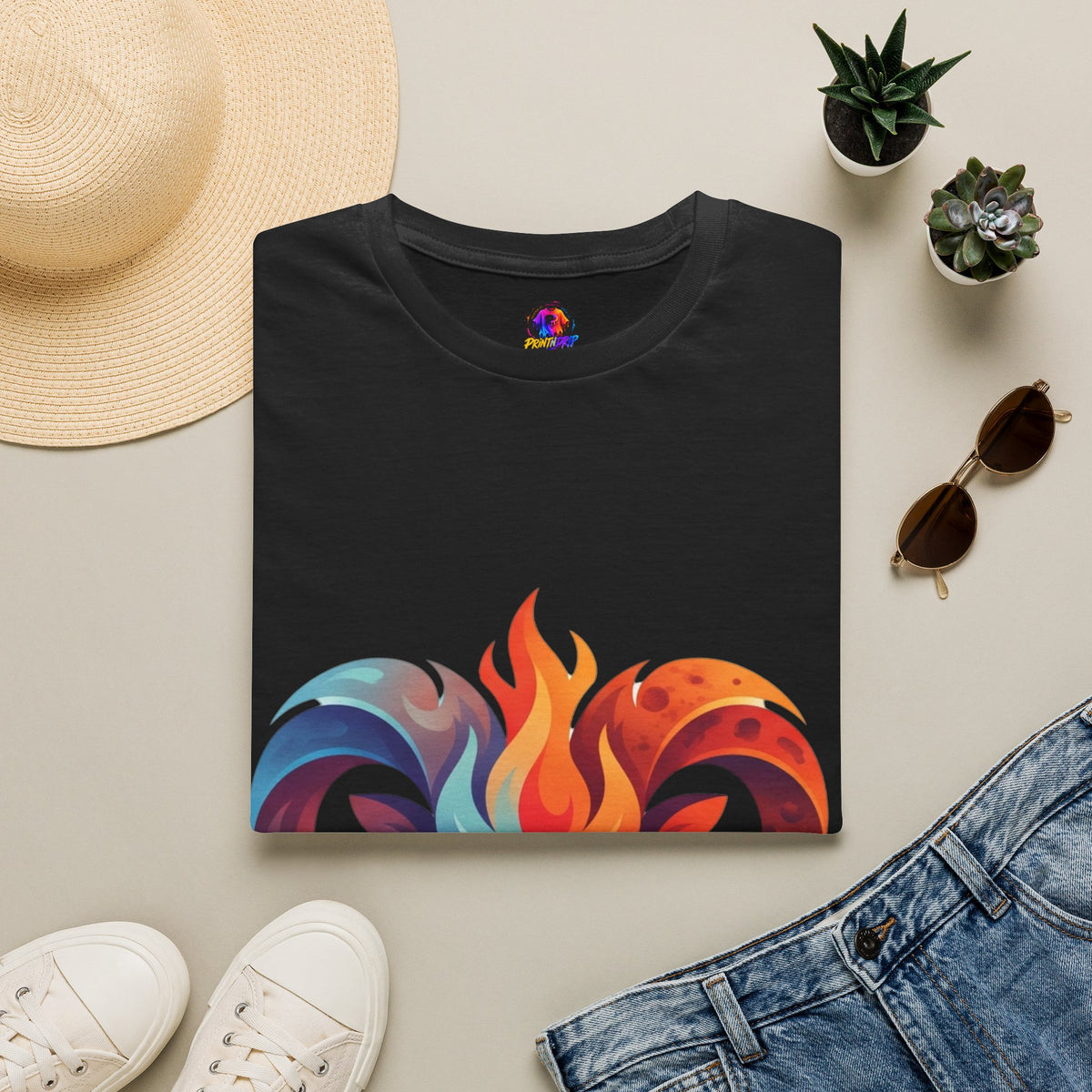 Aries Zodiac Ram Head Flame Graphic T-Shirt — Bold Aries Zodiac Tee