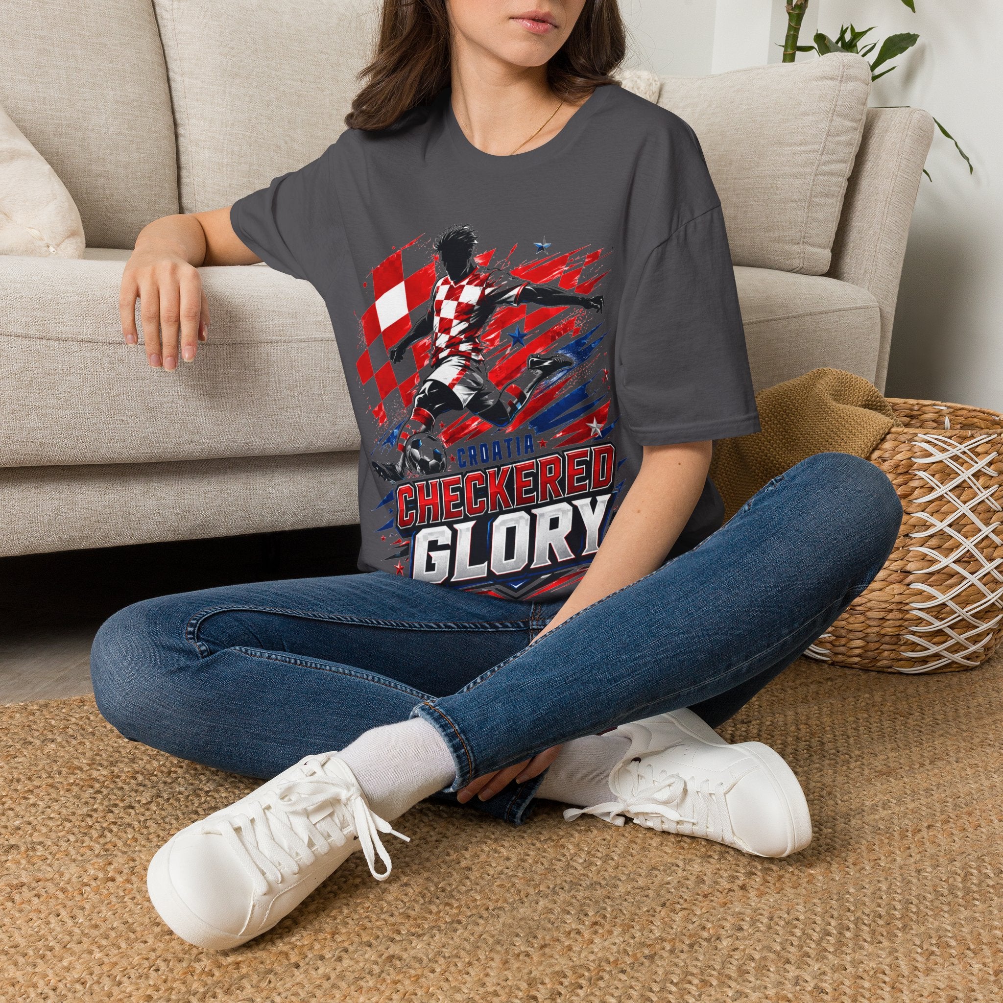 Checkered Glory T-Shirt — Croatia Soccer Fan Tee