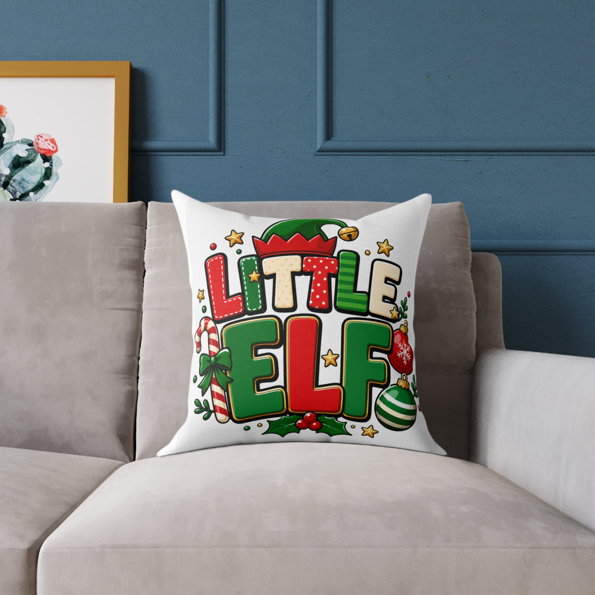 Little Elf Christmas Pillow — Festive Holiday Decorative Throw Pillow