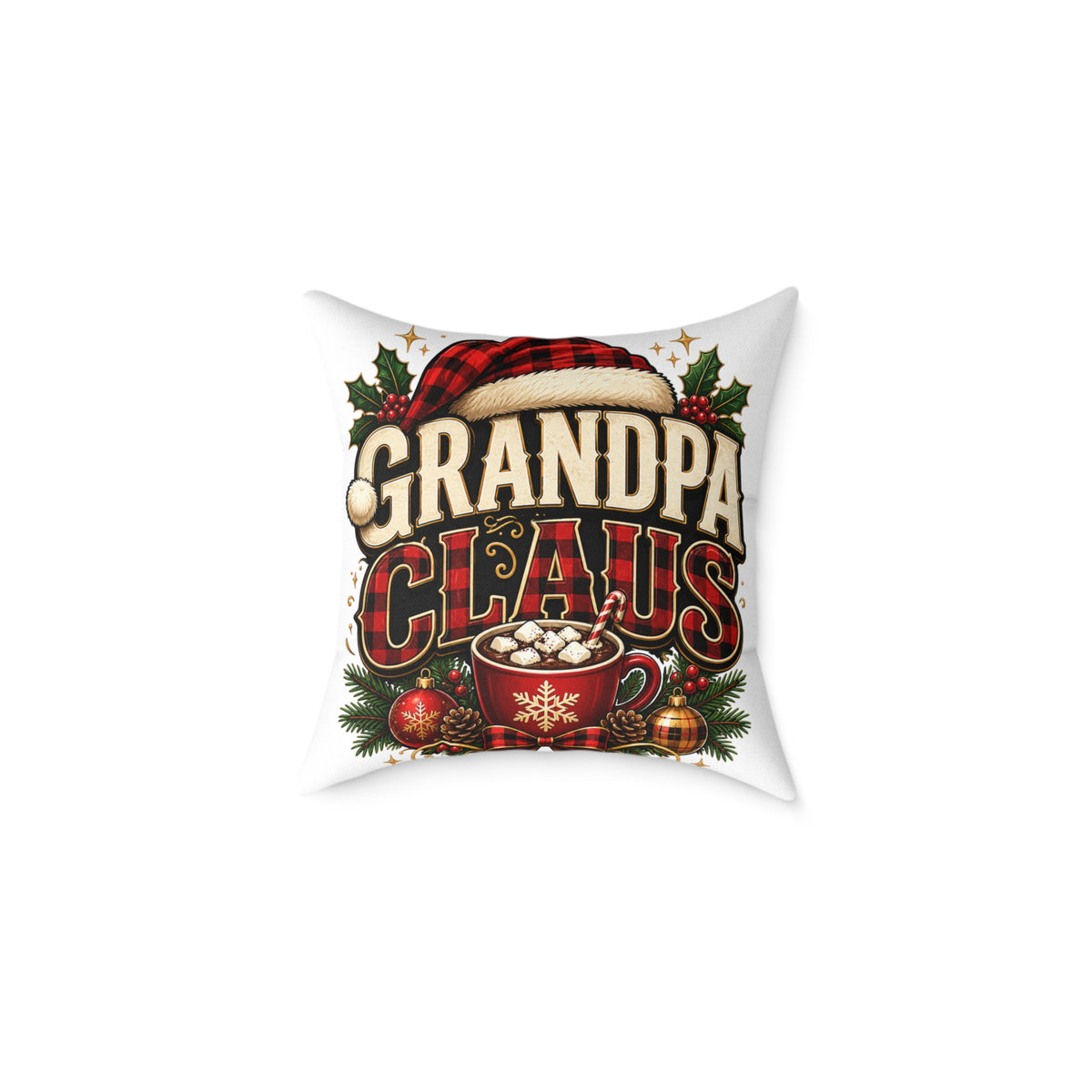 Grandpa Claus Christmas Throw Pillow — Festive Holiday Decorative Cushion