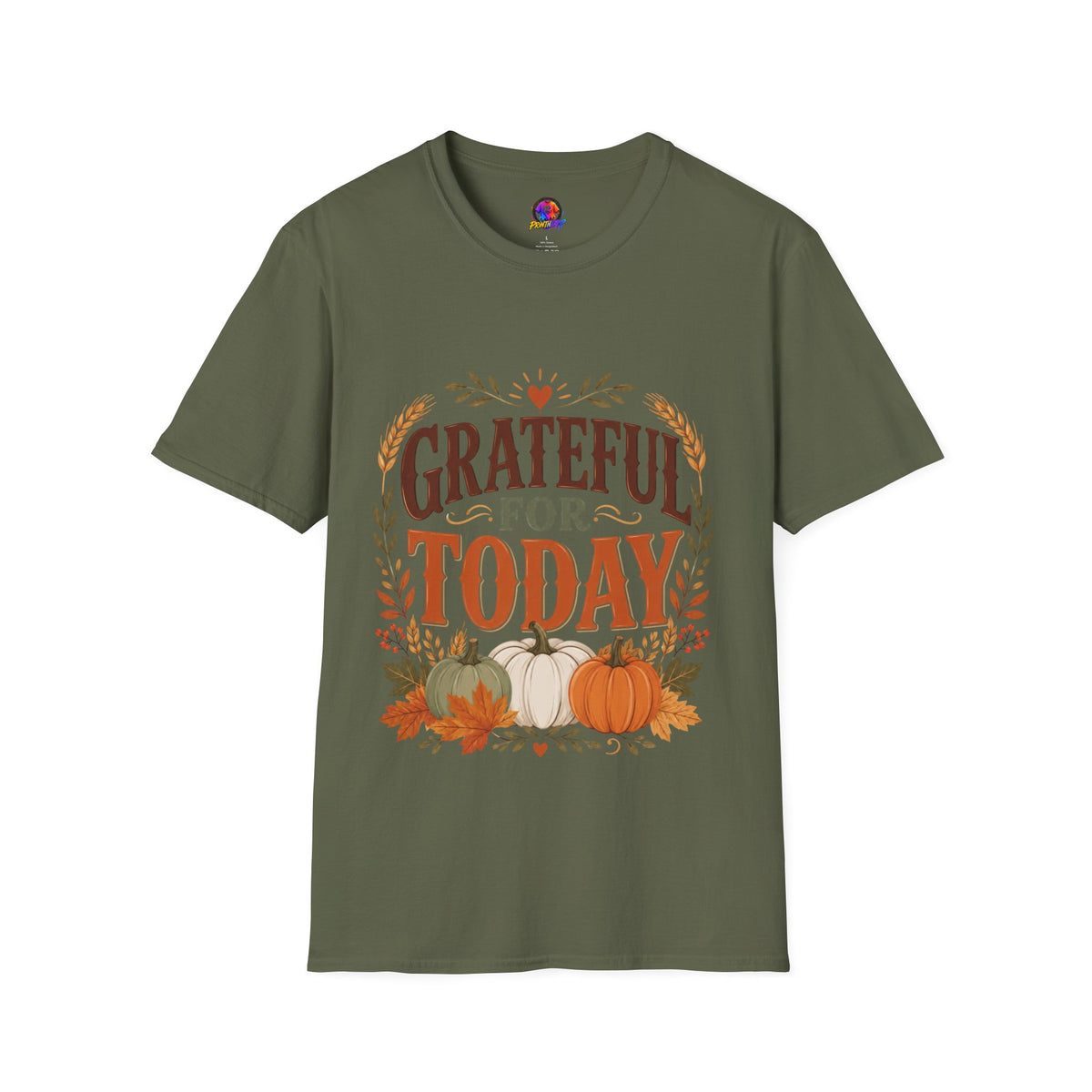 Thanksgiving T-Shirt Grateful For Today T-Shirt — Fall Pumpkin Thanksgiving Casual Tee