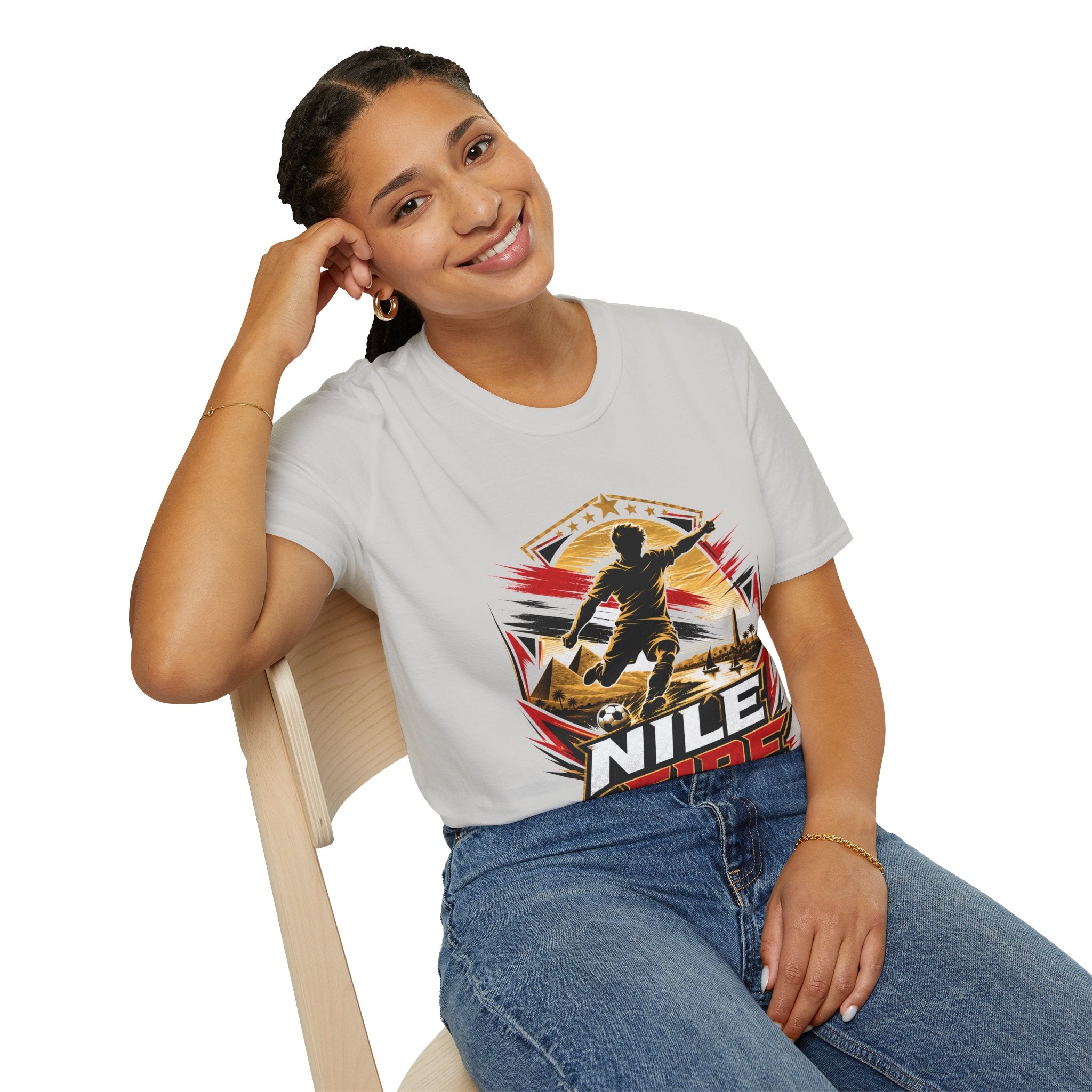 Egypt Soccer Player Nile Fire Graphic T-Shirt — Retro Athletic Team Tee