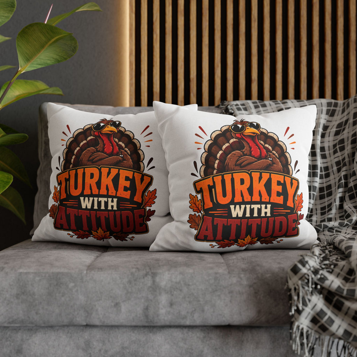 Thanksgiving Turkey With Attitude Pillowcase — Funny Thanksgiving Decorative Pillow Cover