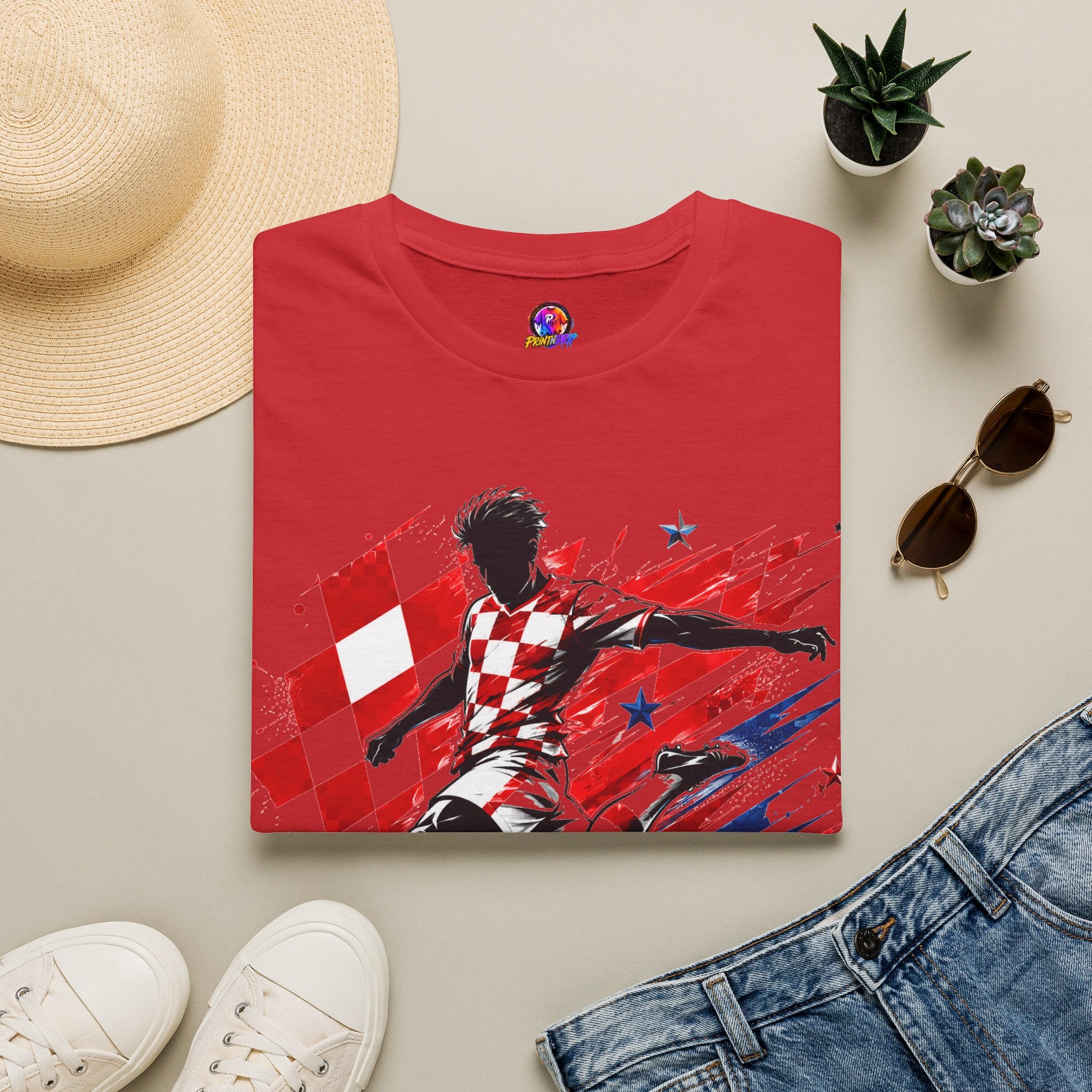 Checkered Glory T-Shirt — Croatia Soccer Fan Tee