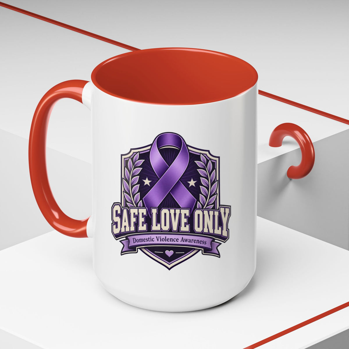 Coffee Mug — "Safe Love Only" Domestic Violence Awareness (Purple Ribbon)