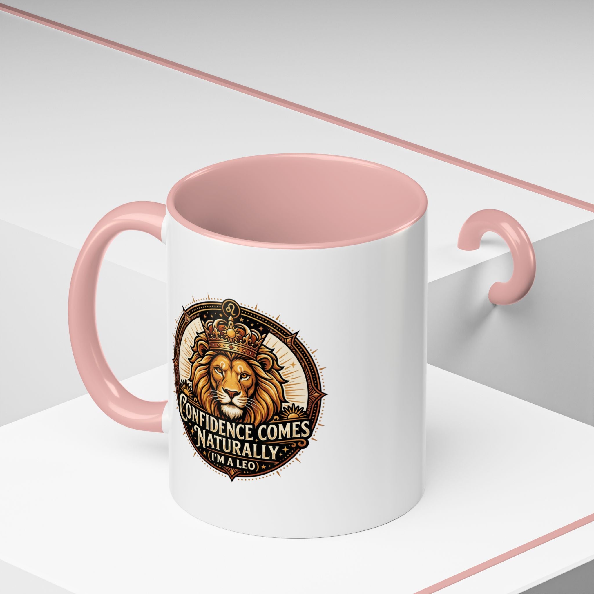 Lion Zodiac Coffee Mug - "Confidence Comes Naturally" Accent Mug (11/15oz)