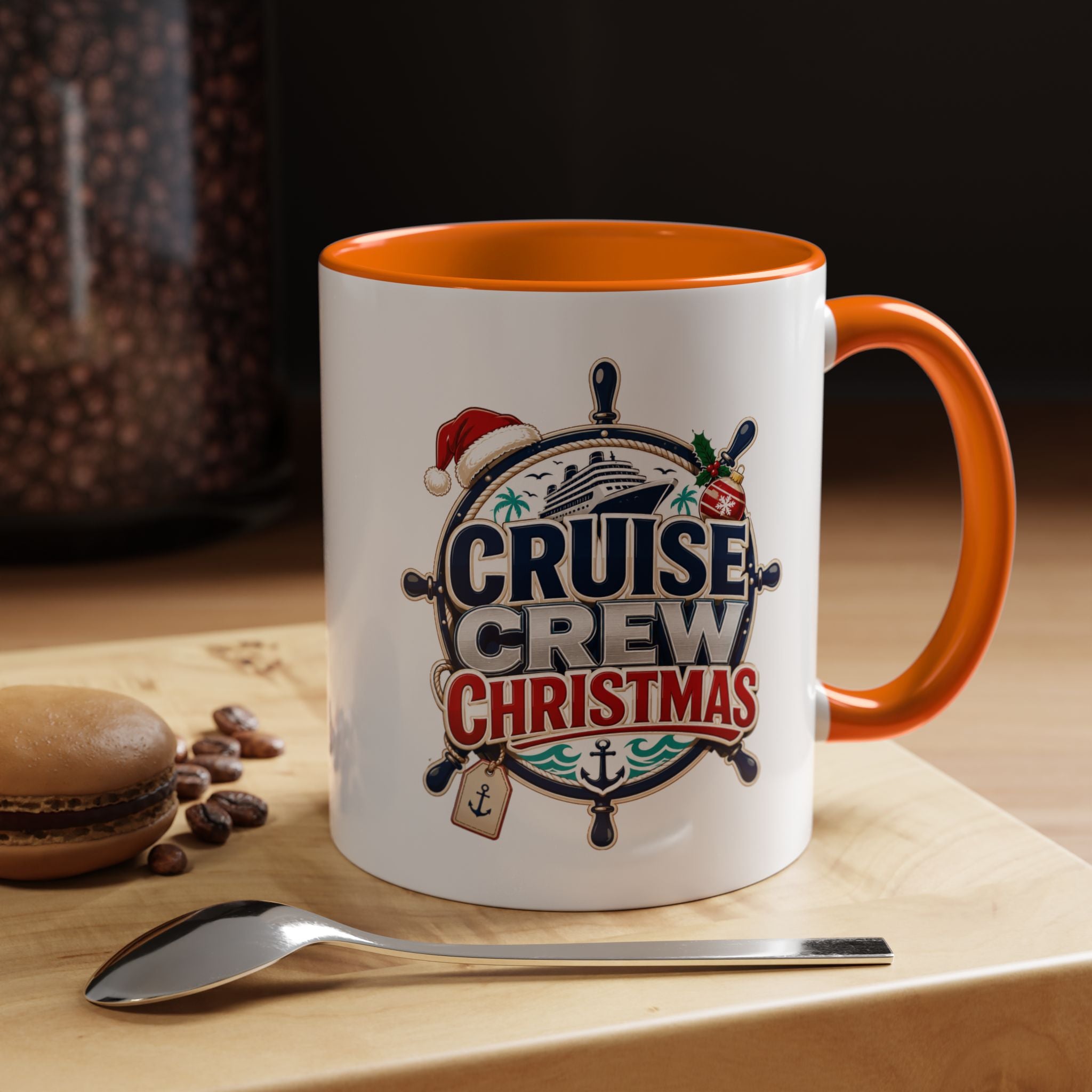 Modern Day Christmas  Cruise Crew Accent Coffee Mug - Holiday Nautical Travel Gift (11/15oz)