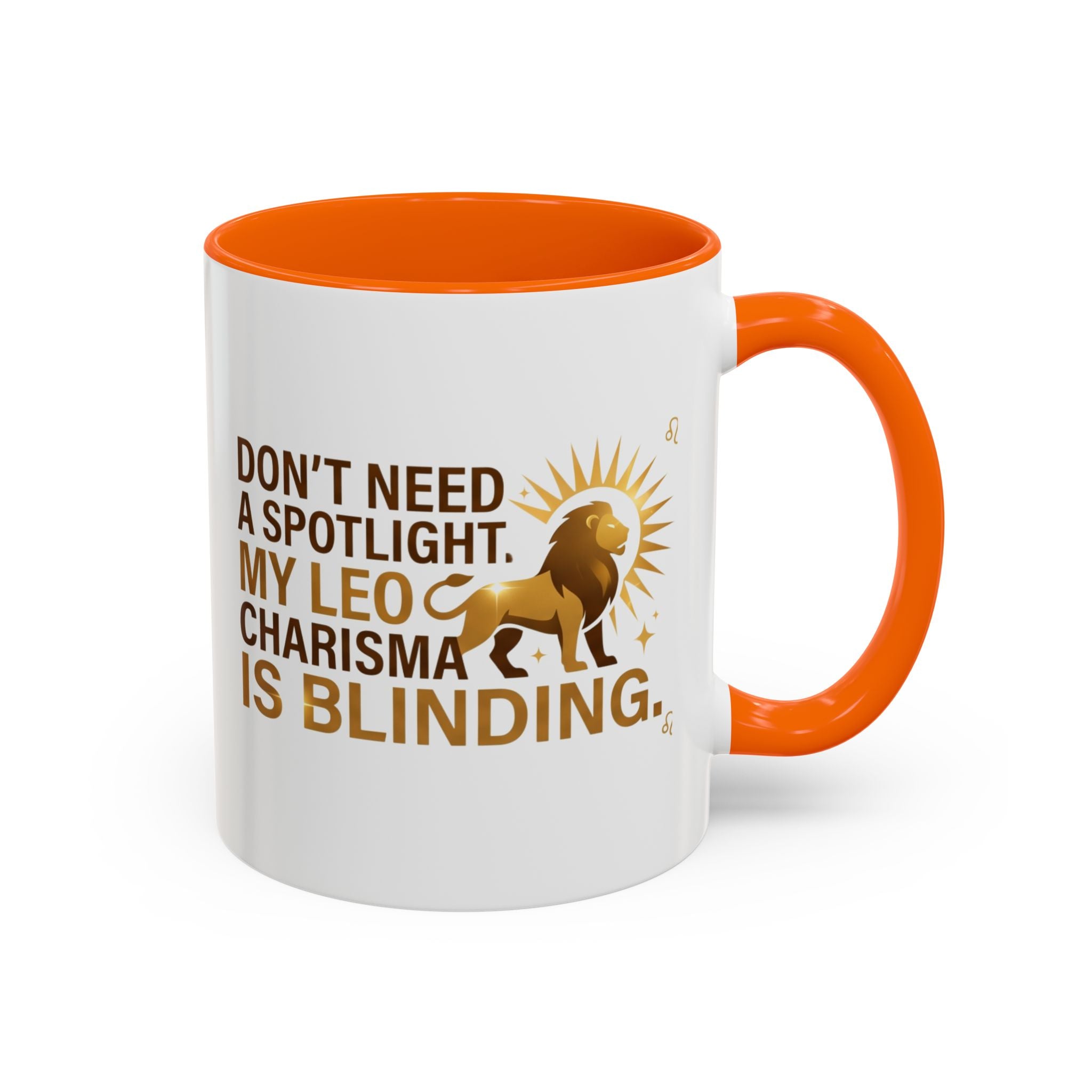 Leo Horoscope Coffee Mug — “My Leo Charisma Is Blinding” Accent Mug