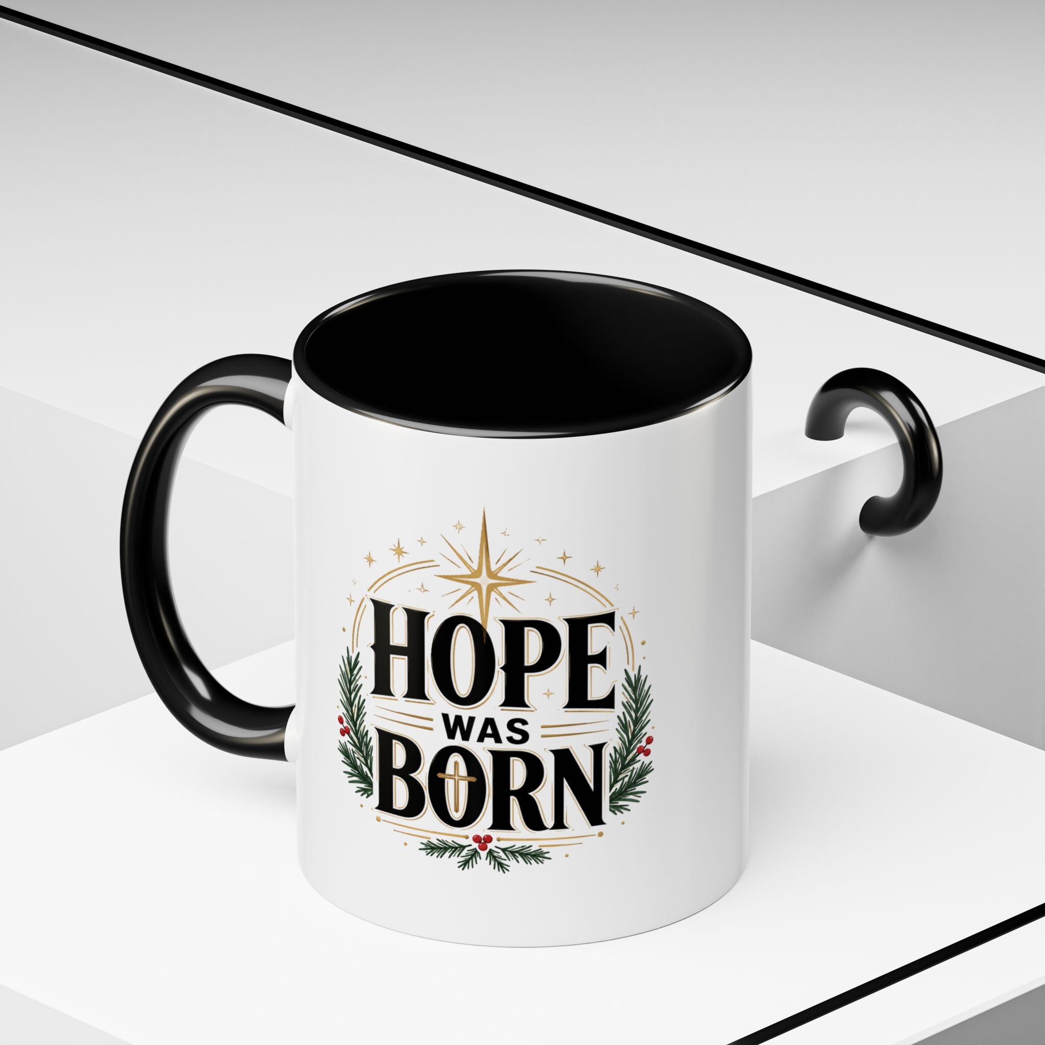 Christmas Hope Was Born Christmas Coffee Mug — Festive Holiday Holiday Prayer Mug