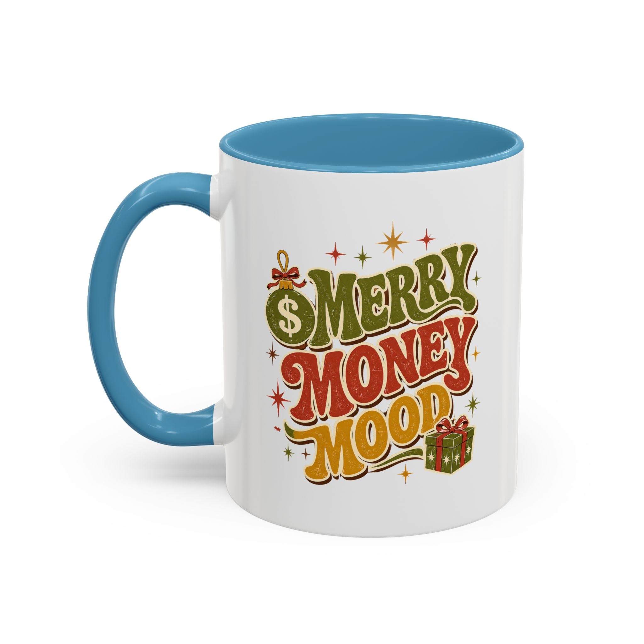 Modern Day Christmas Merry Money Mood Coffee Mug – Holiday Retro Gift Mug