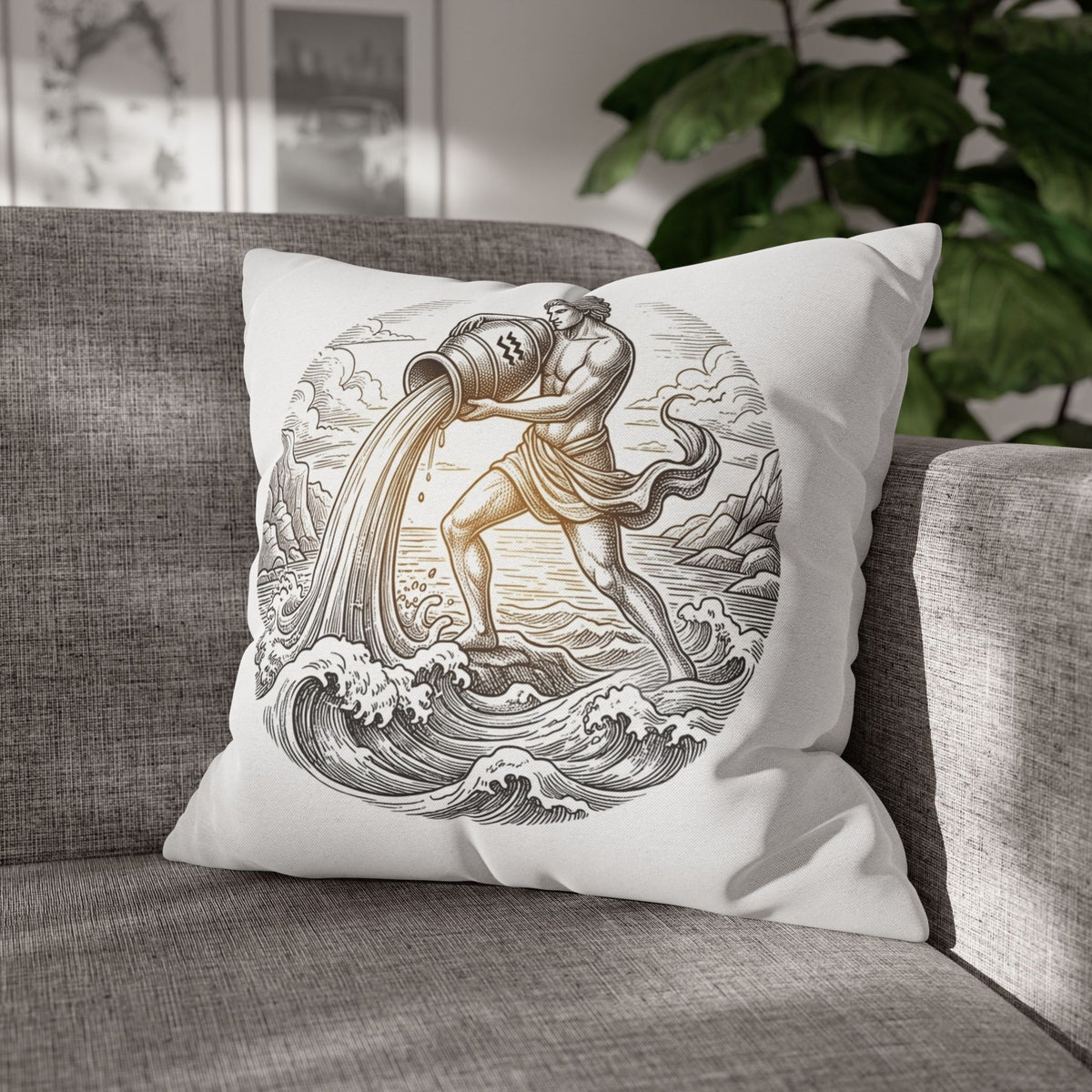 Aquarius Zodiac Throw Pillowcase — Astrology Decorative Pillow Cover