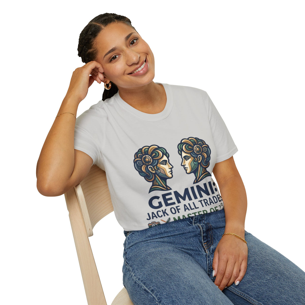 Gemini Zodiac T‑Shirt — Vintage Twins Astrology Tee ("Gemini: Jack of All Trades")