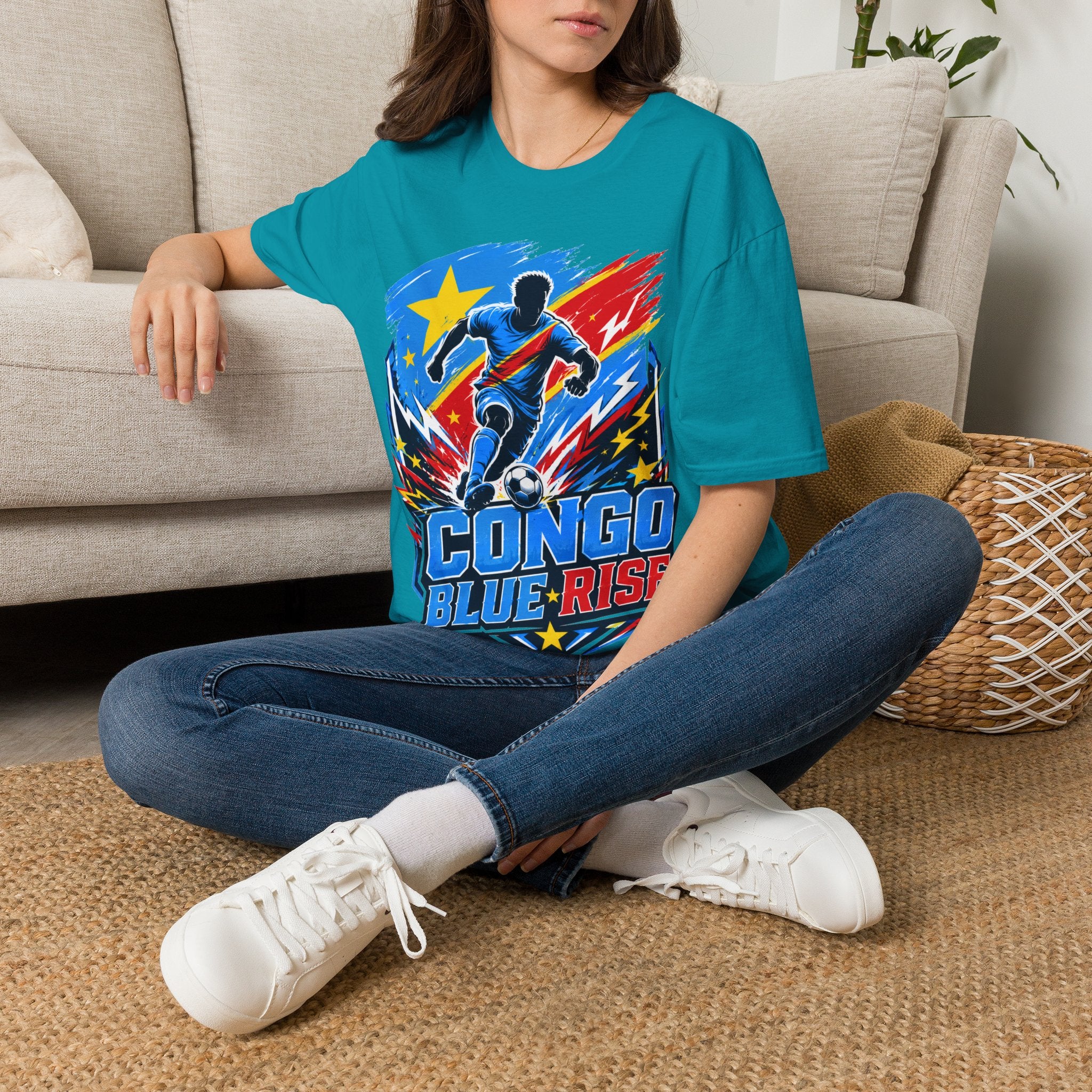 Congo Soccer T-Shirt — Congo Blue Rise Football Fan Tee