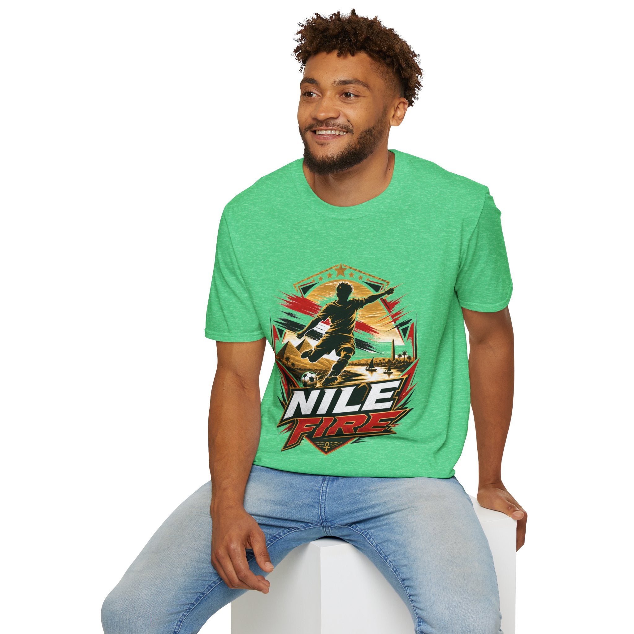 Egypt Soccer Player Nile Fire Graphic T-Shirt — Retro Athletic Team Tee
