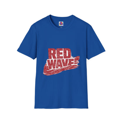 South Korea Red Wave Graphic T‑Shirt — Vintage Distressed Logo Tee