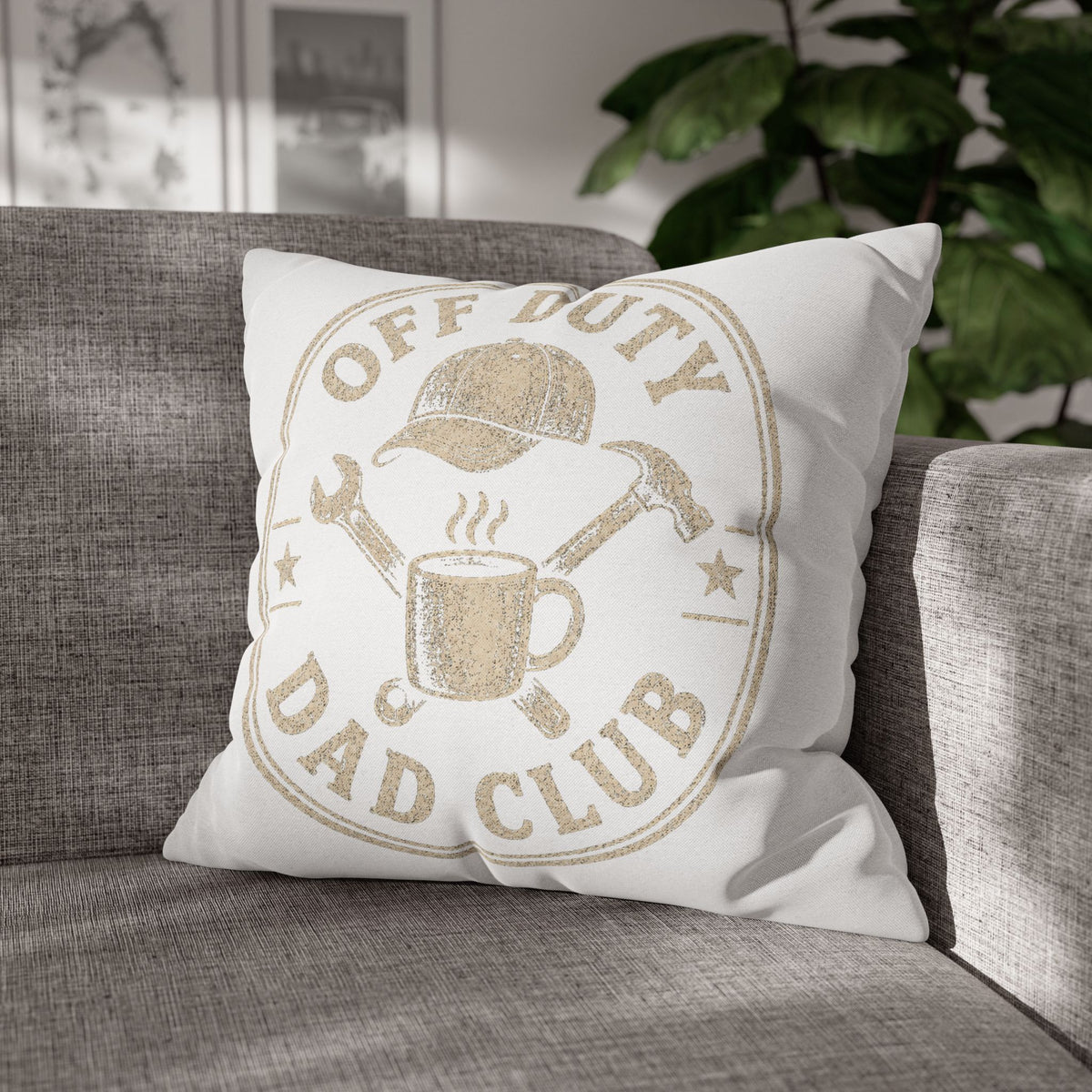 Off Duty Dad Club Pillowcase — Decorative Throw Pillow Cover for Father’s Day Milo Bailey Dog Dad Mom