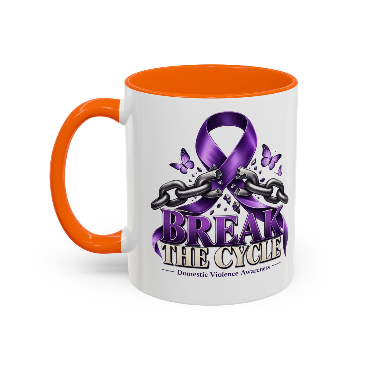 Break the Cycle Coffee Mug – Domestic Violence Awareness Purple Ribbon (11/15oz)